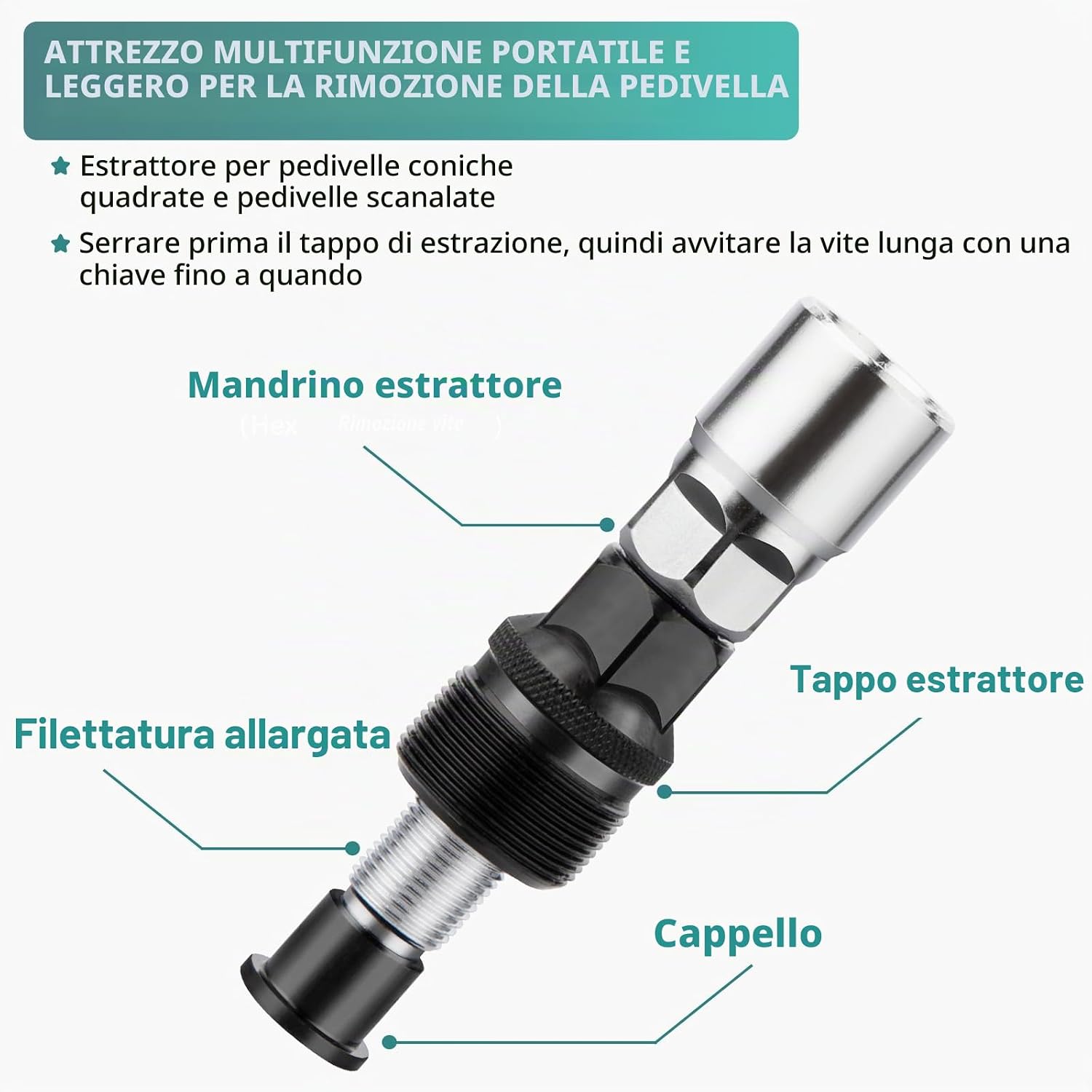 Thumbnail 1 de Homord Estrattore Pedivella Bici e Estrattore Movimento Centrale Bici con Chiave Inglese da 16mm