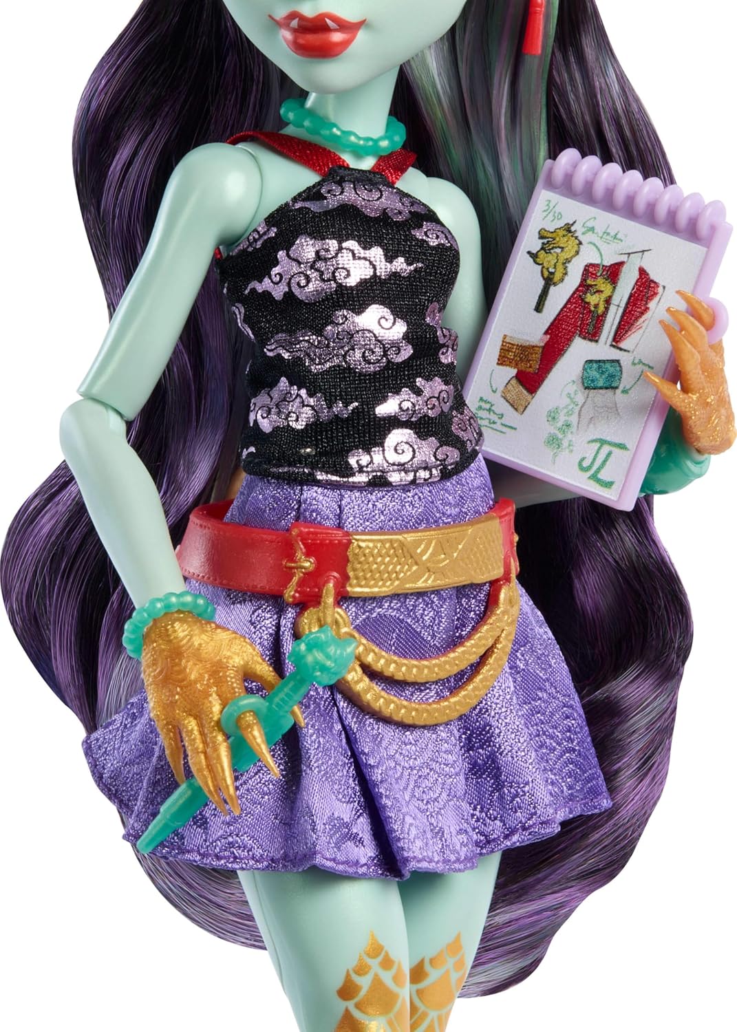 Thumbnail 3 de Monster High Jinafire Long (HYV58), poupée dragon avec sa mini-mascotte Cloudy « Yun Yun » et 7 accessoires