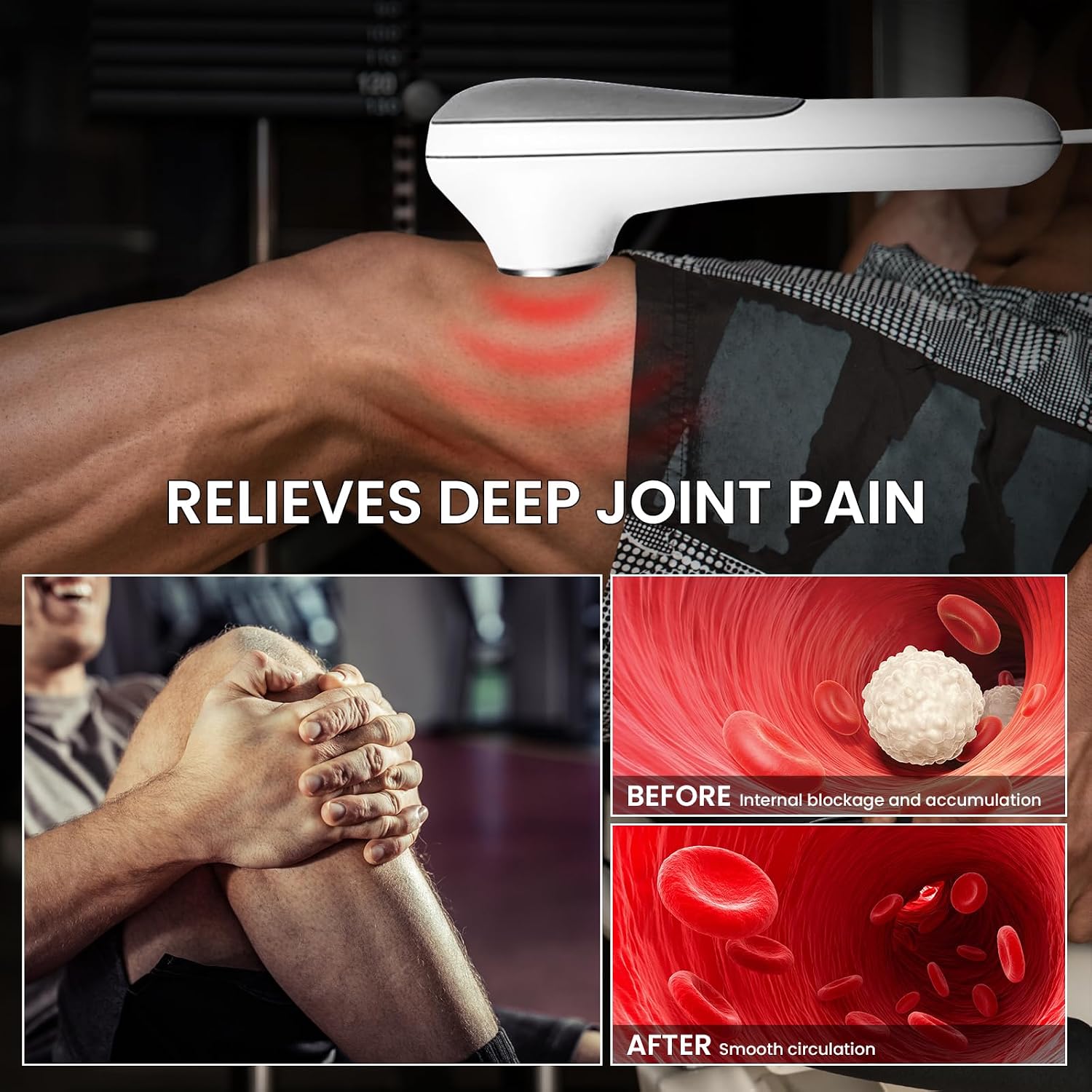 Detalle de Macchina per terapia ad ultrasuoni portatile – Massaggio mirato per sollievo muscolare e articolare (Bianco 02)