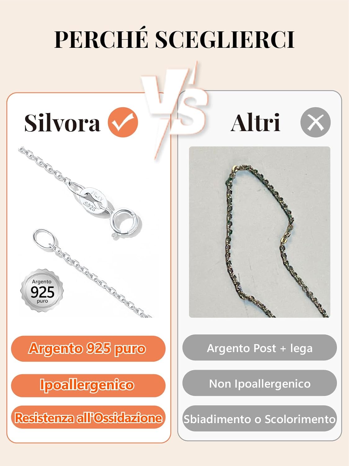 Thumbnail 6 de Silvora Catenina Argento 925 da Donna minimalista (1,1/1,5 mm) con finitura oro/platino, lunghezze 41–61 cm