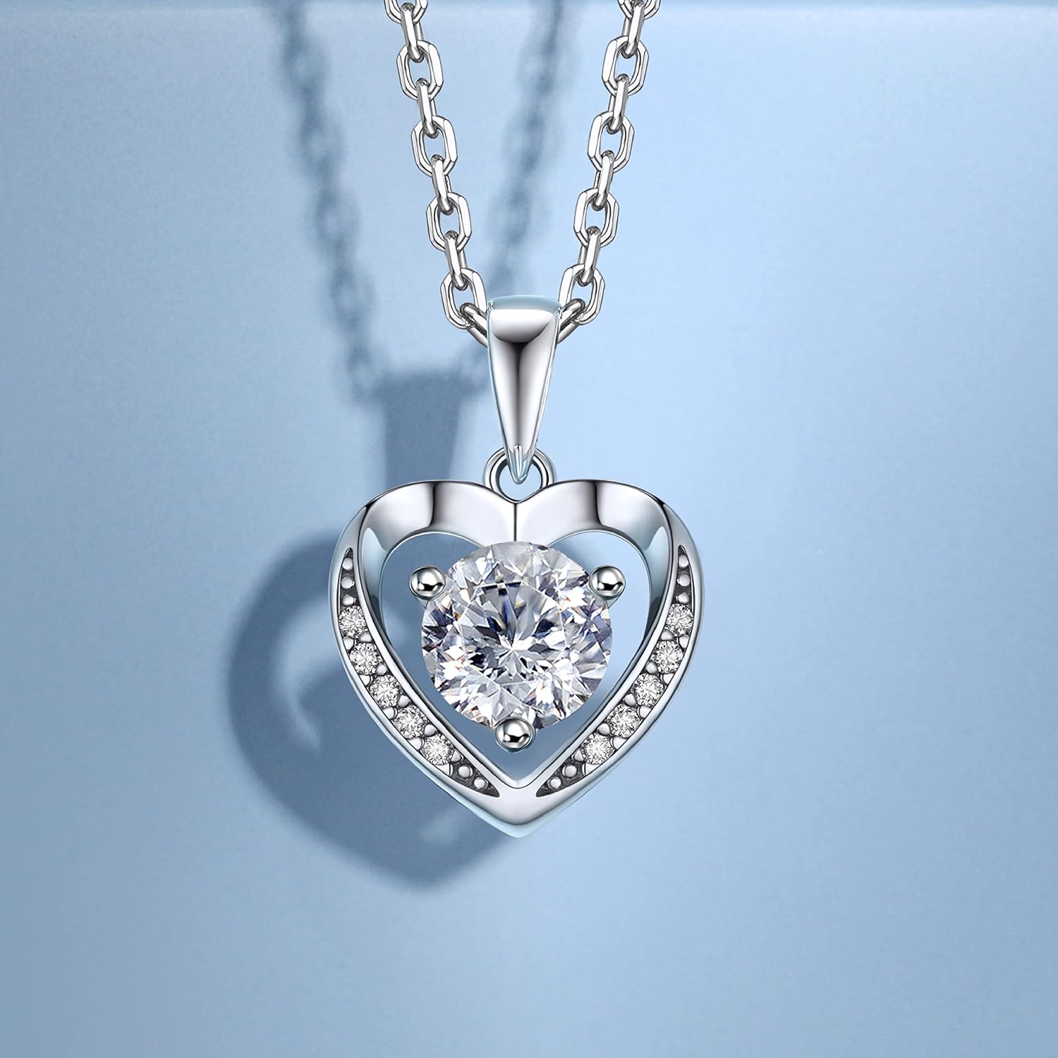 Thumbnail 6 de MomentWish Damen-Halskette aus 925 Silber mit Herz-Anhänger und Moissaniten (1–2 Karat)