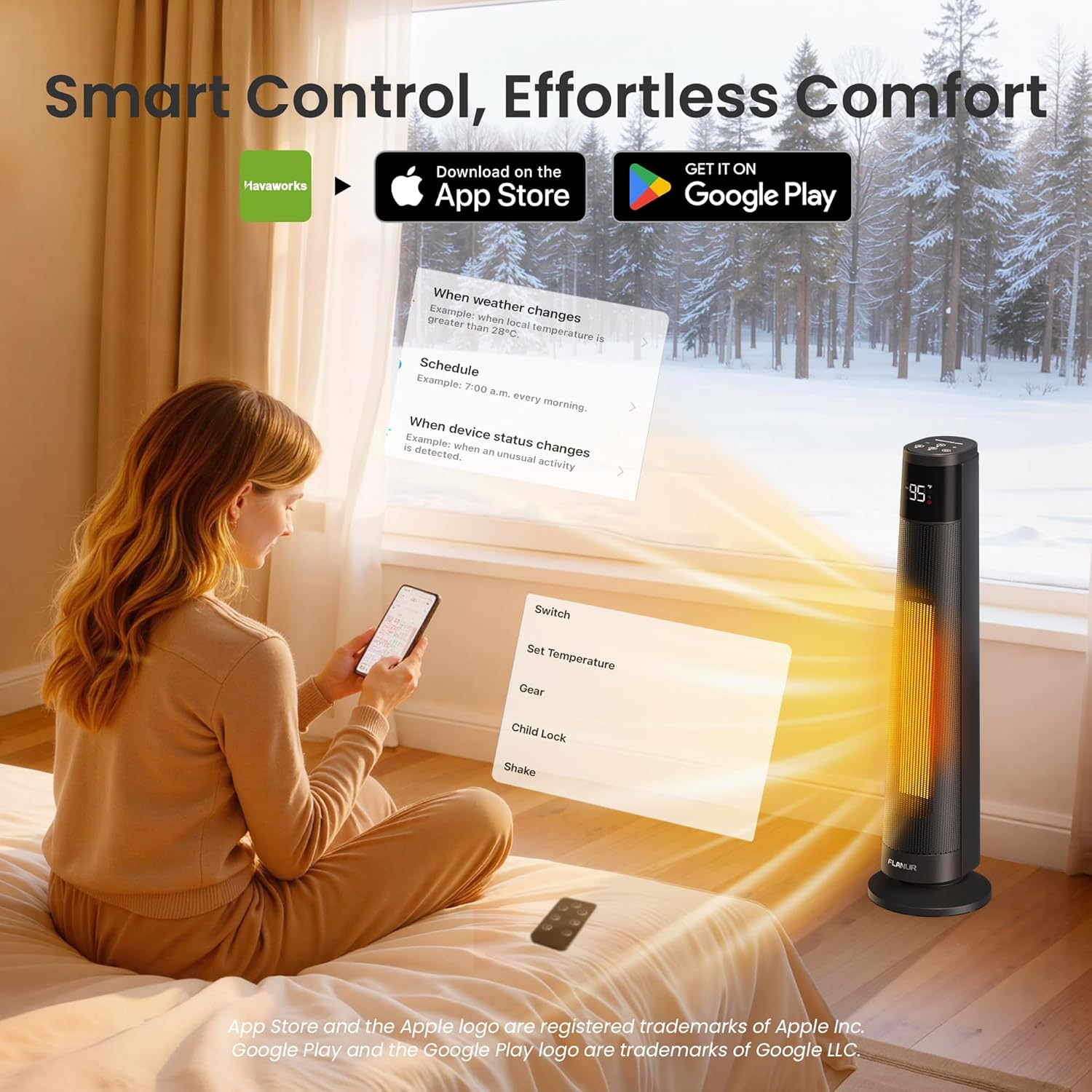 Thumbnail 3 de FLANUR 1500W Space Heater with Wi‑Fi thermostat 🔥