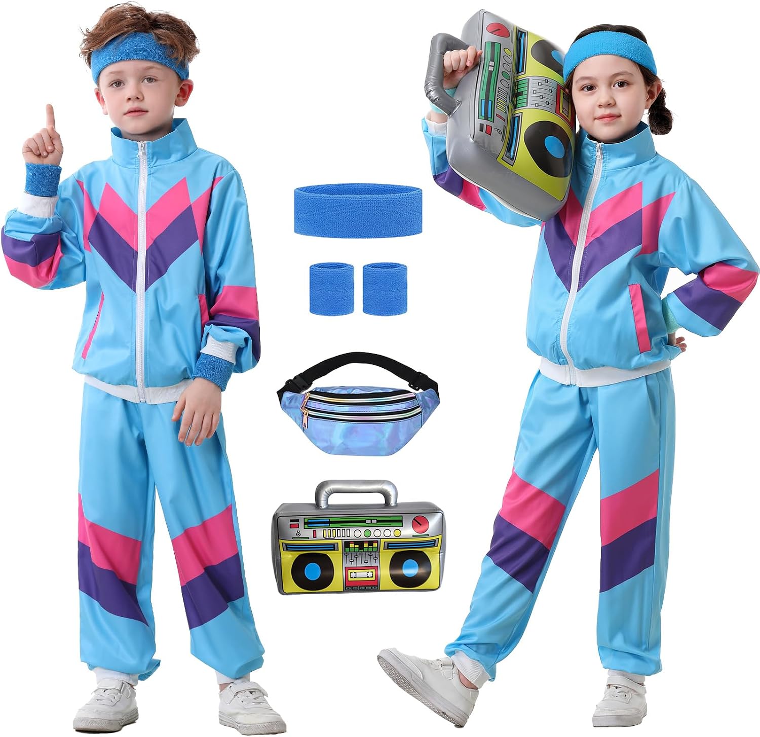 Detalle de Kids 80s/90s Tracksuit Costume, 6-Piece Set