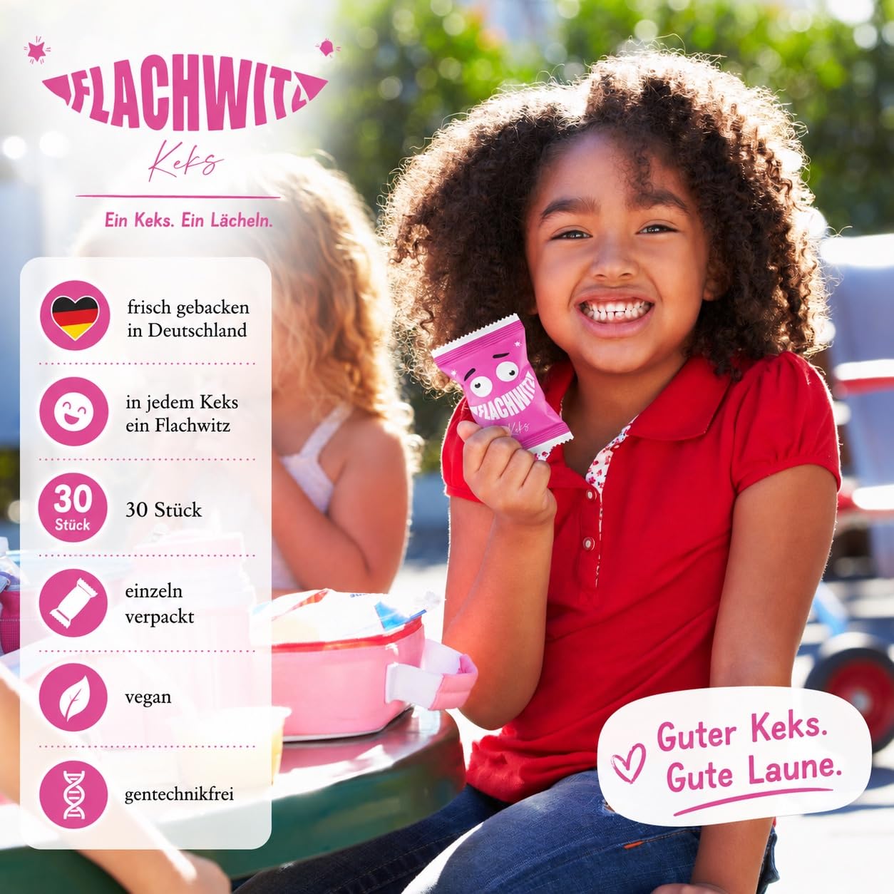 Detalle de Glückskekse Flachwitze pink – vegane Glückskekse mit Flachwitz-Sammelwitzen, 30 Stück, made in Germany