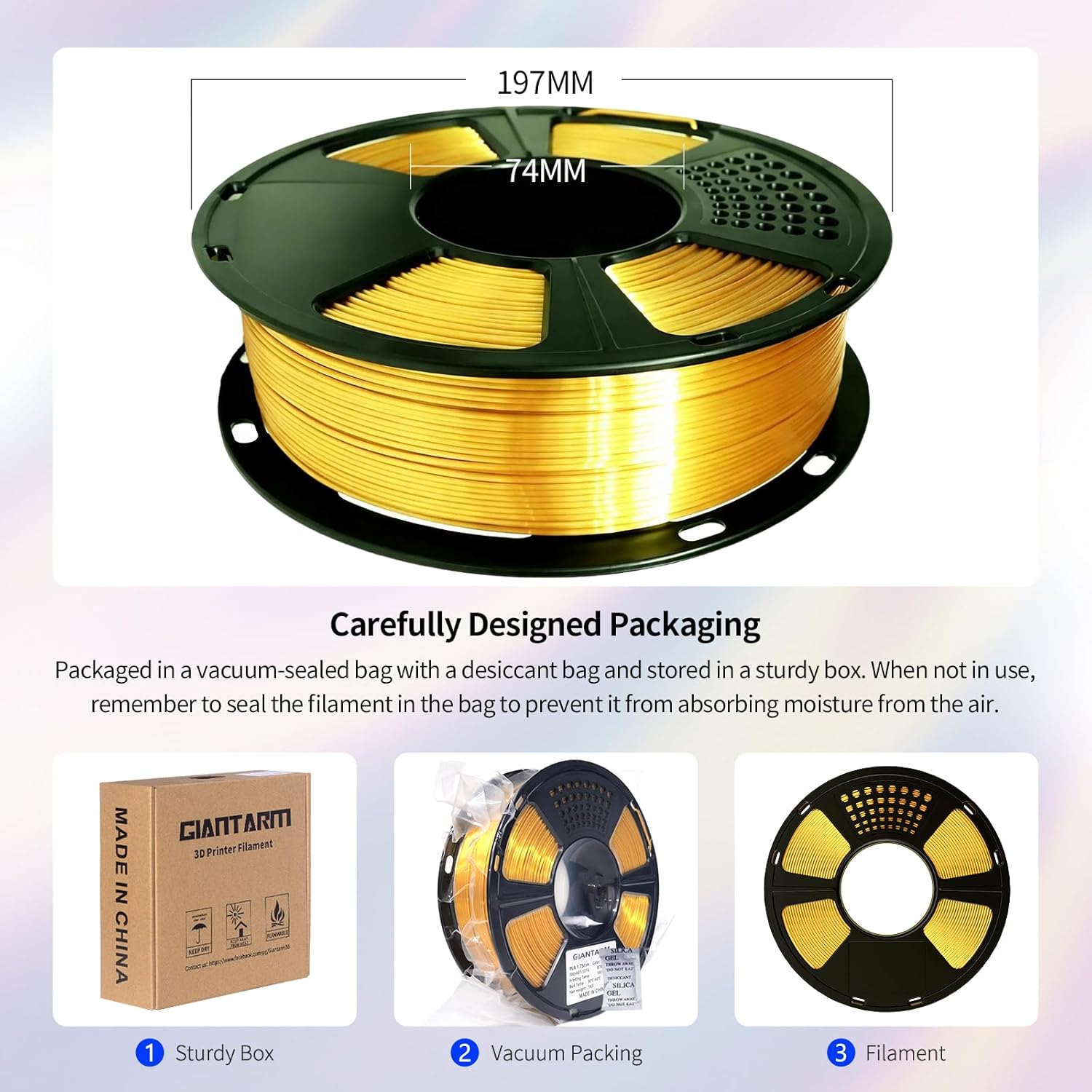 Thumbnail 5 de GIANTARM PLA Filament 1,75 mm „Marmor“, 1 kg Spule für FDM-3D-Drucker