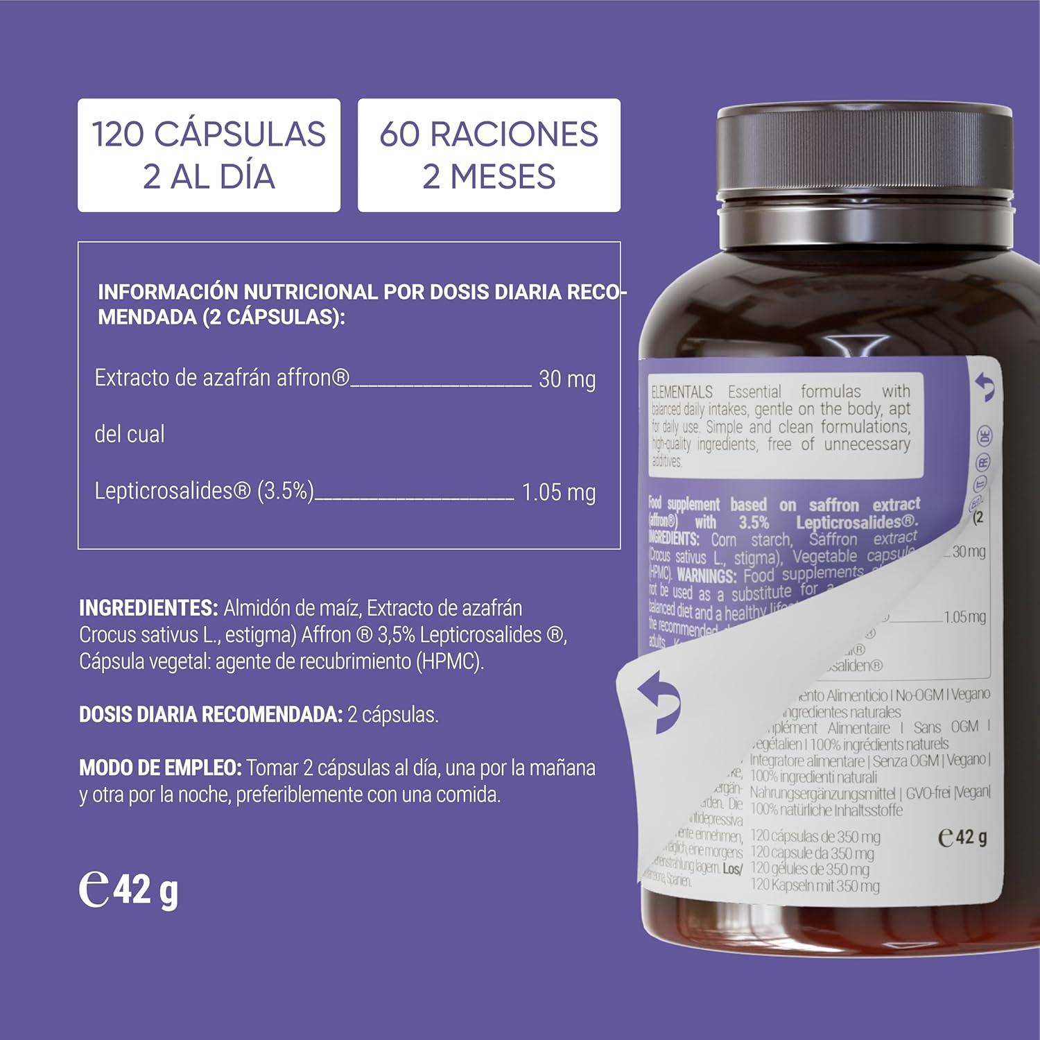 Thumbnail 6 de Nullure Azafrán Español Premium 🌸 Cápsulas con Affron, 120 caps