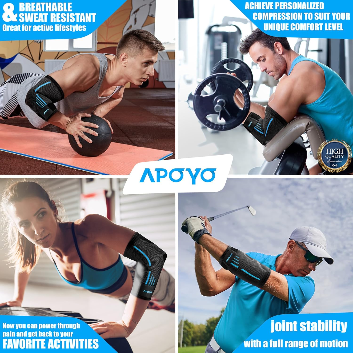 Detalle 2 de APOYO Tennis Elbow Brace for Women & Men (Large) – Adjustable Elbow Compression Sleeve for Arthritis, Tendonitis, Tennis & Golfers Elbow