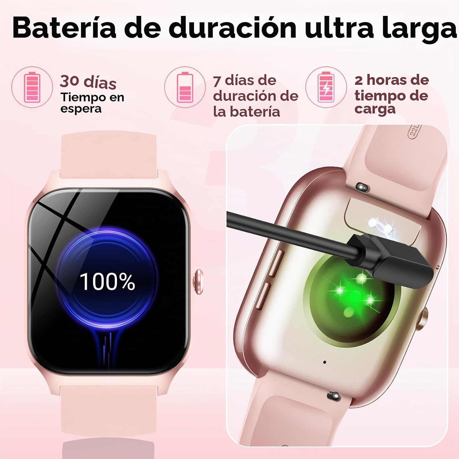 Detalle 2 de Reloj Inteligente CASCHO para Mujer y Hombre, 1.85" HD, Llamadas y Asistente de Voz IA, 115+ Modos Deportivos, IP68 Rosa