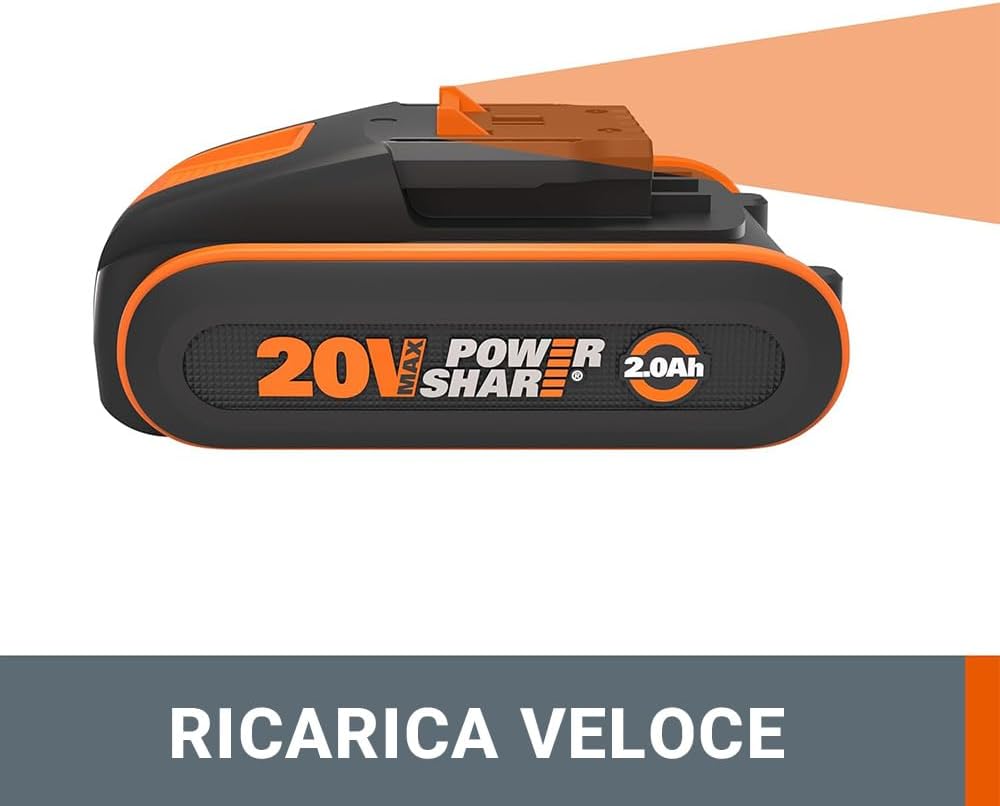 Thumbnail 3 de WORX WA3639 Batteria PowerShare 20V agli ioni di litio 2.0Ah con indicatore LED