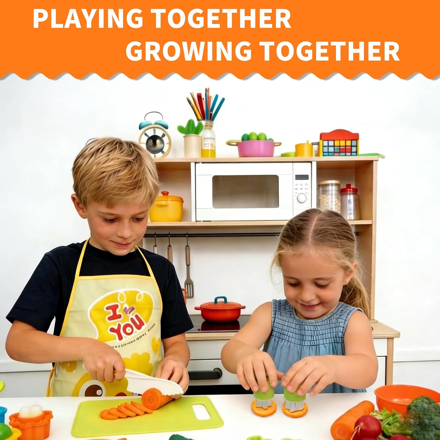 Thumbnail 5 de 28 Pieces Montessori Kitchen Toys for Toddlers: Safe, colourful knife set for real pretend cooking
