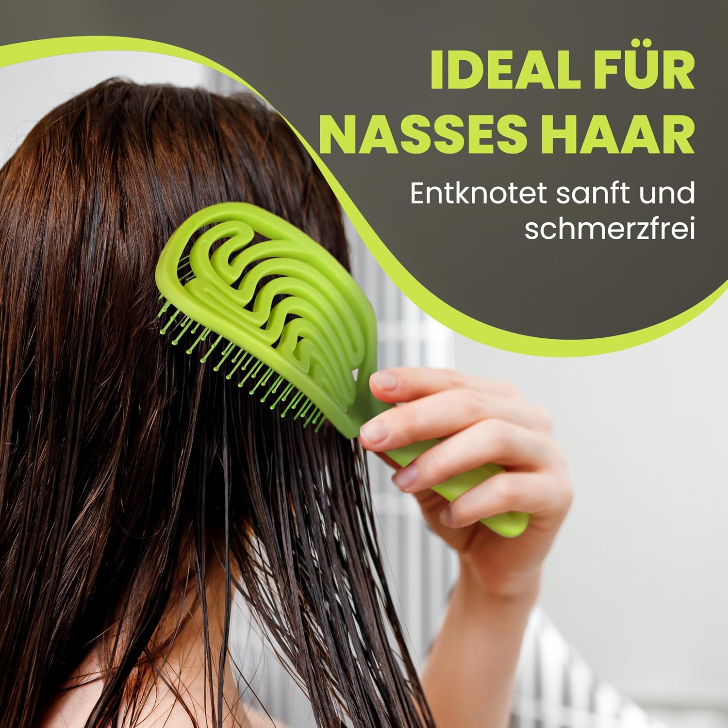 Detalle de Walcora Haarbürste ohne Ziepen – NEUHEIT 2026, grün