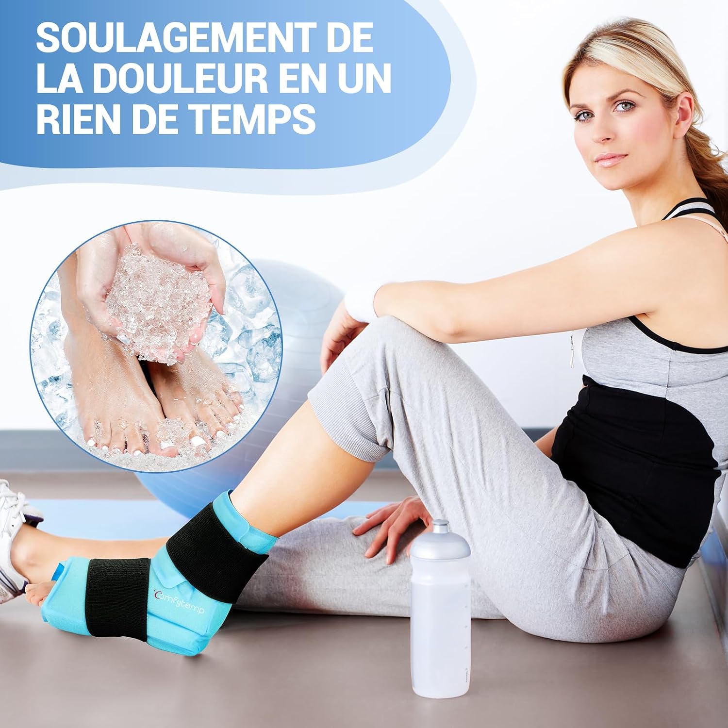 Detalle de Comfytemp Grande Poche de Glace pour la Cheville et le Pied – Soulagement ciblé et réutilisable