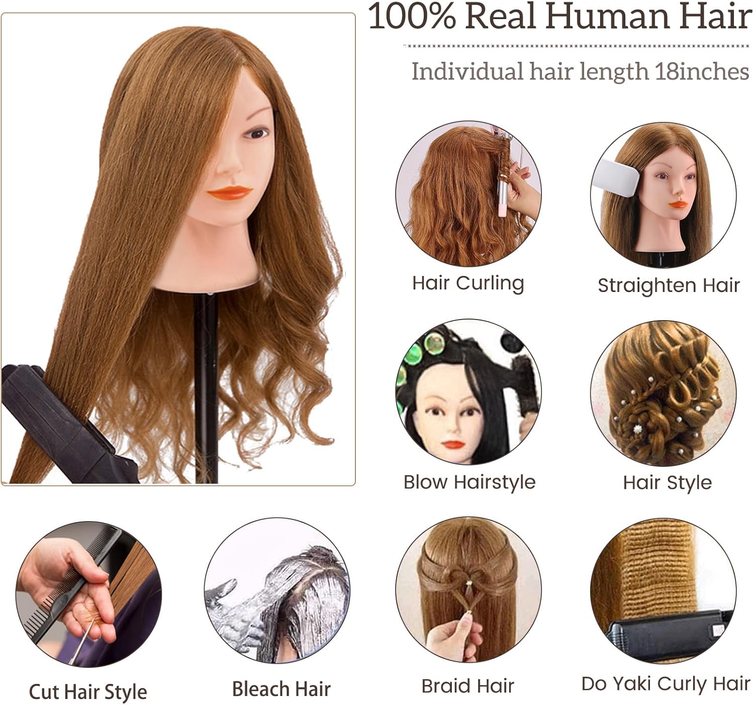 Thumbnail 2 de TopDirect Cabeza Maniquí 18/46 cm pelo humano