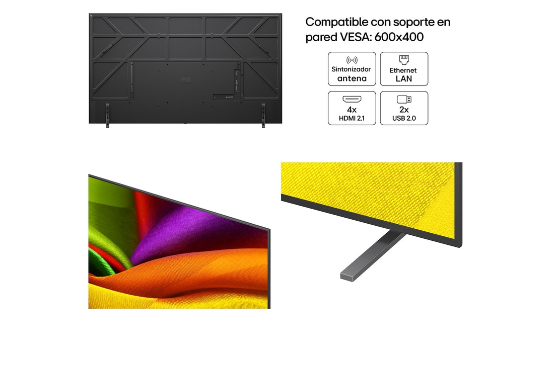 Detalle de LG NANO 4K UHD AI NU90 de 98'' (98NU900B6LB) con Copilot, 144 Hz y webOS 26 IA