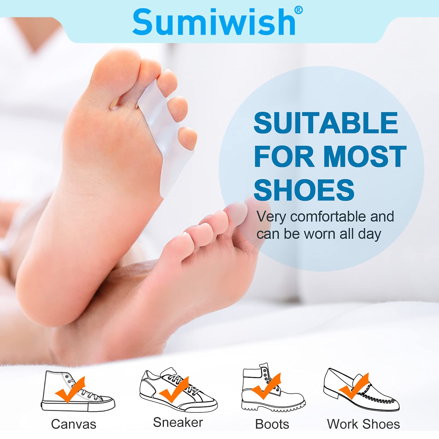 Thumbnail 3 de Sumiwish 10 Pack Pinky Toe Separator & Protectors – Gel Toe Separators for Overlapping/Curled Pinky Toe