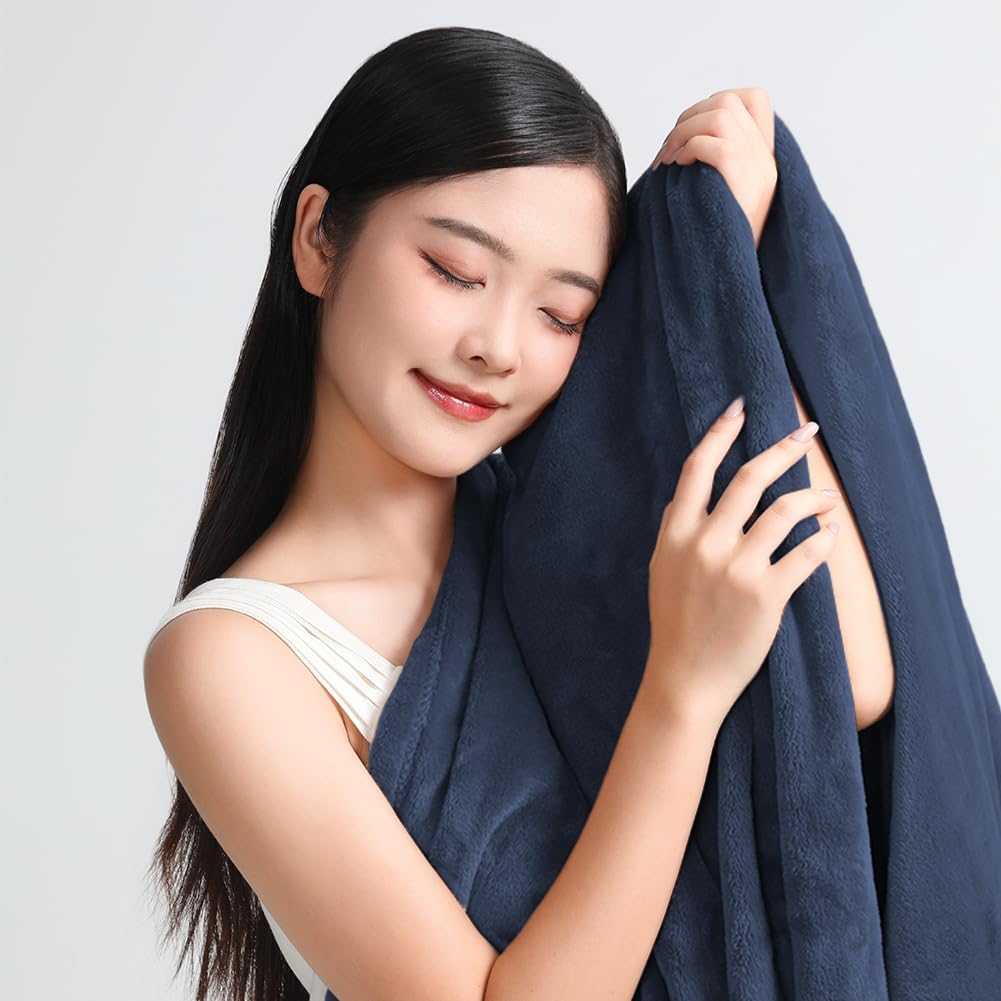 Thumbnail 6 de DUJUIKE Coperta da letto impermeabile double face in flanella (76x102 cm) blu navy