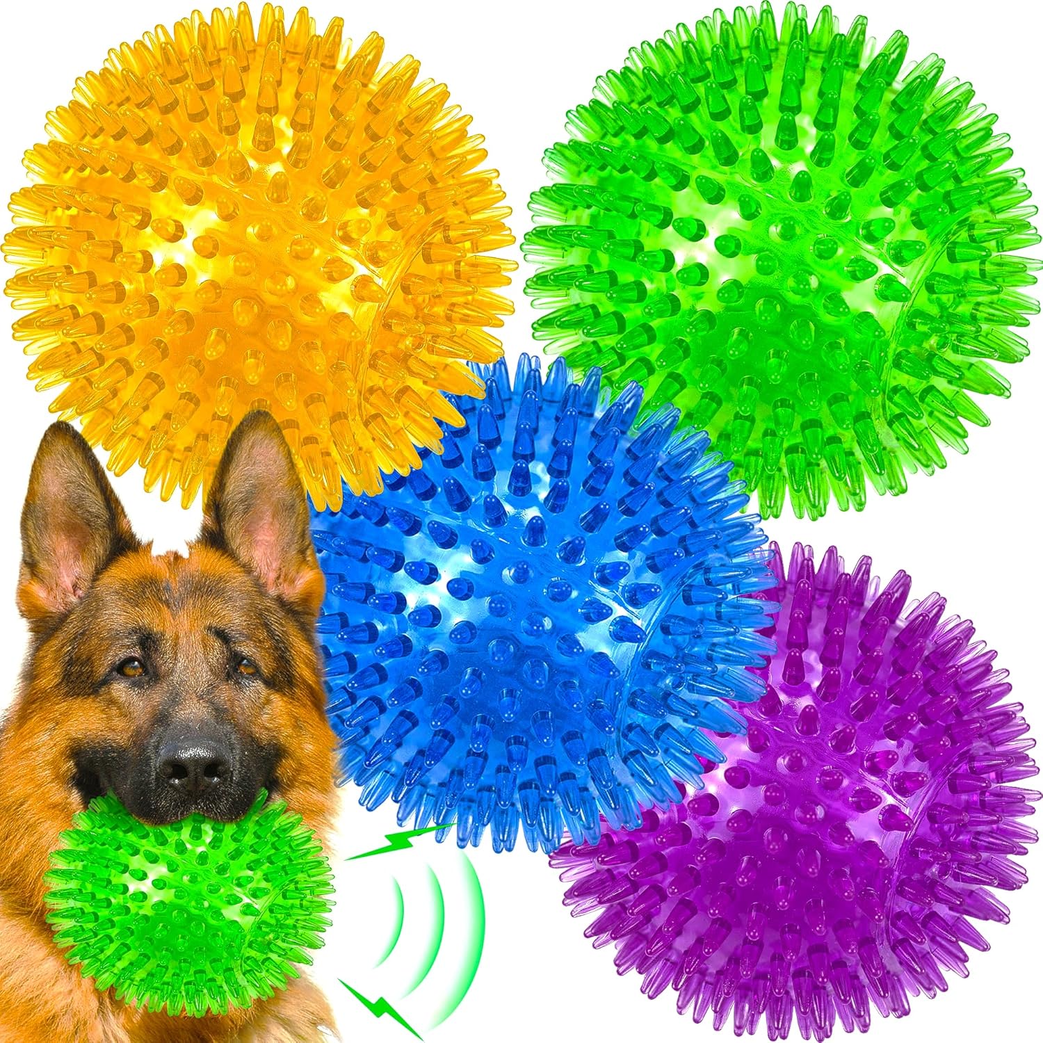 LECHONG 4-Pack Large Squeaky Dog Balls