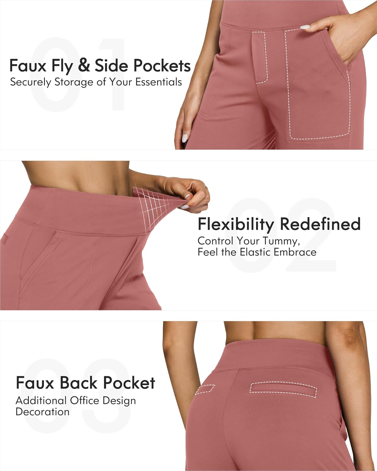 Thumbnail 3 de G4Free Yoga Damenhose Hohe Taille Kleiderhose mit 4 Taschen – Elegant Stretch, Weites Bein