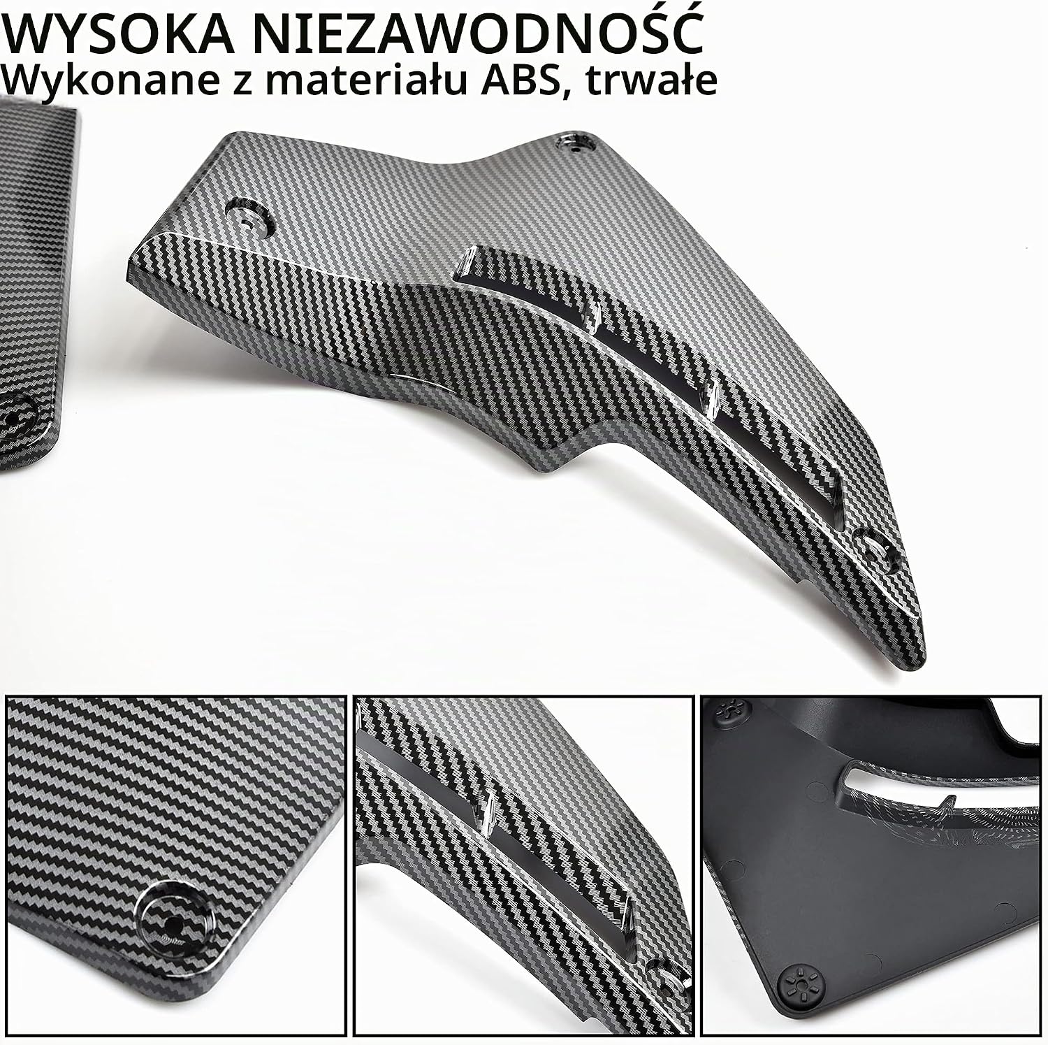 Detalle de SAUTVS ZP-YJ-030603-131 – dolne panele owiewki Can-Am Ryker, ABS, wzór włókna węglowego