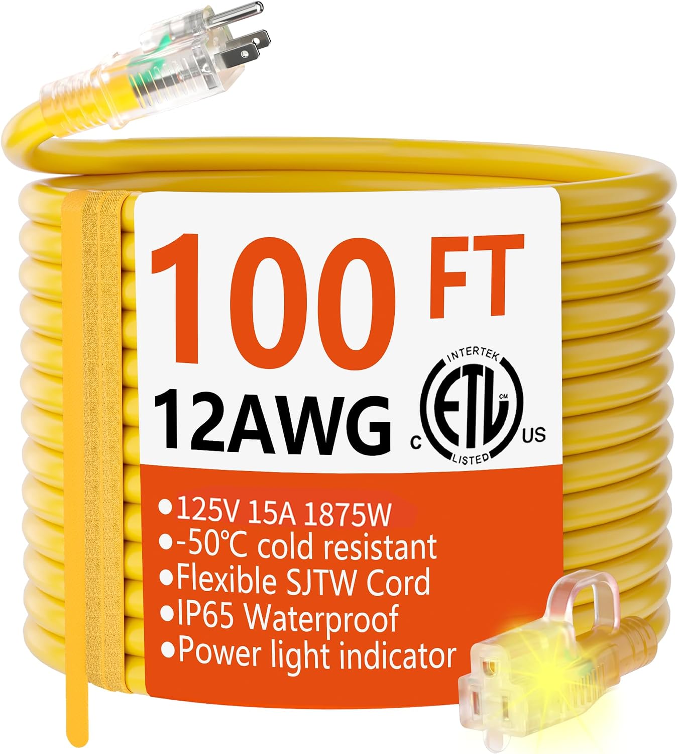 Detalle de HUANCHAIN HA3,HN3-ZC, 5018440 100 ft 12/3 Outdoor Extension Cord