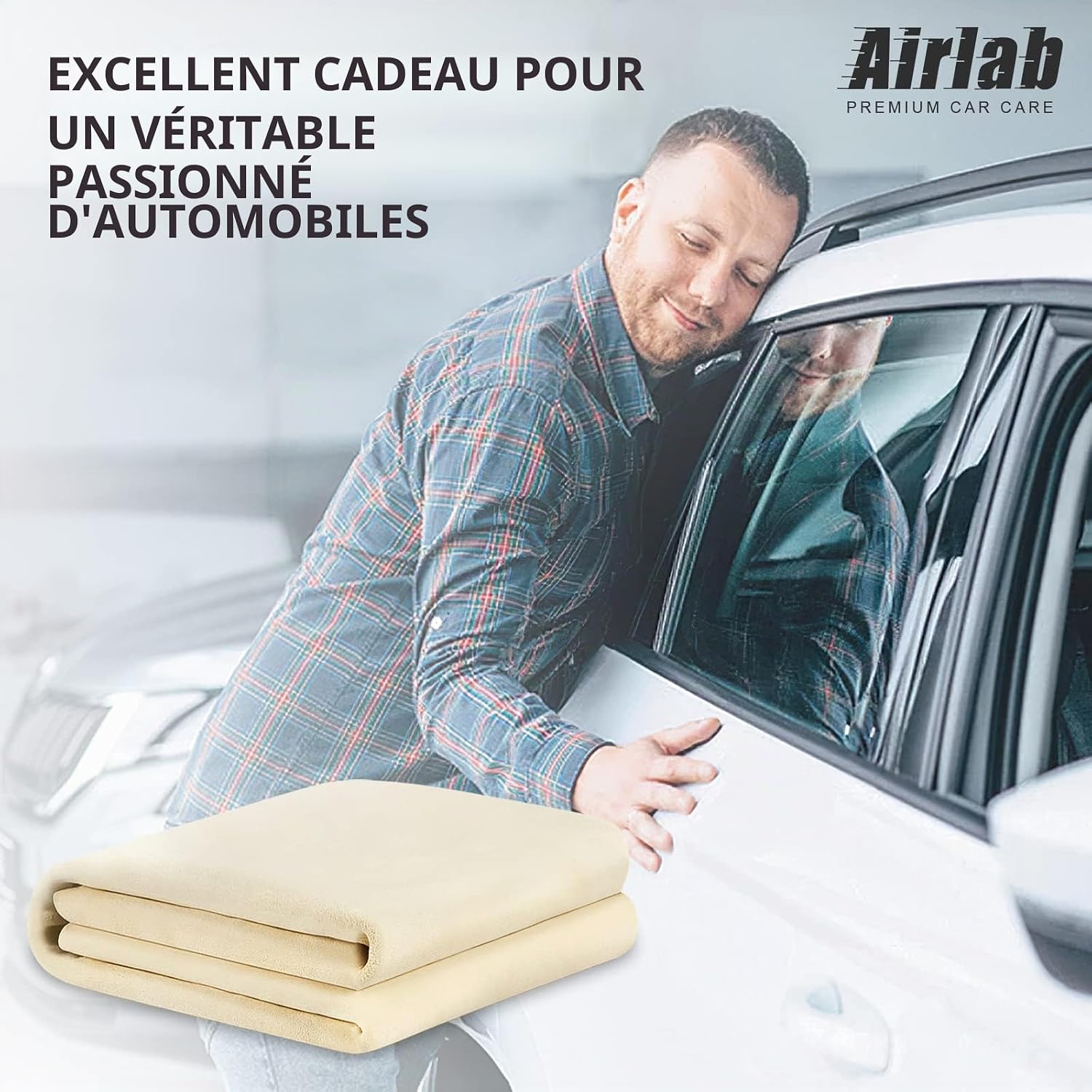 Thumbnail 5 de Airlab Peau de Chamois Voiture XXL 90x60 cm – Cuir Naturel Véritable, Absorption Sans Trace et Douceur Sans Rayures