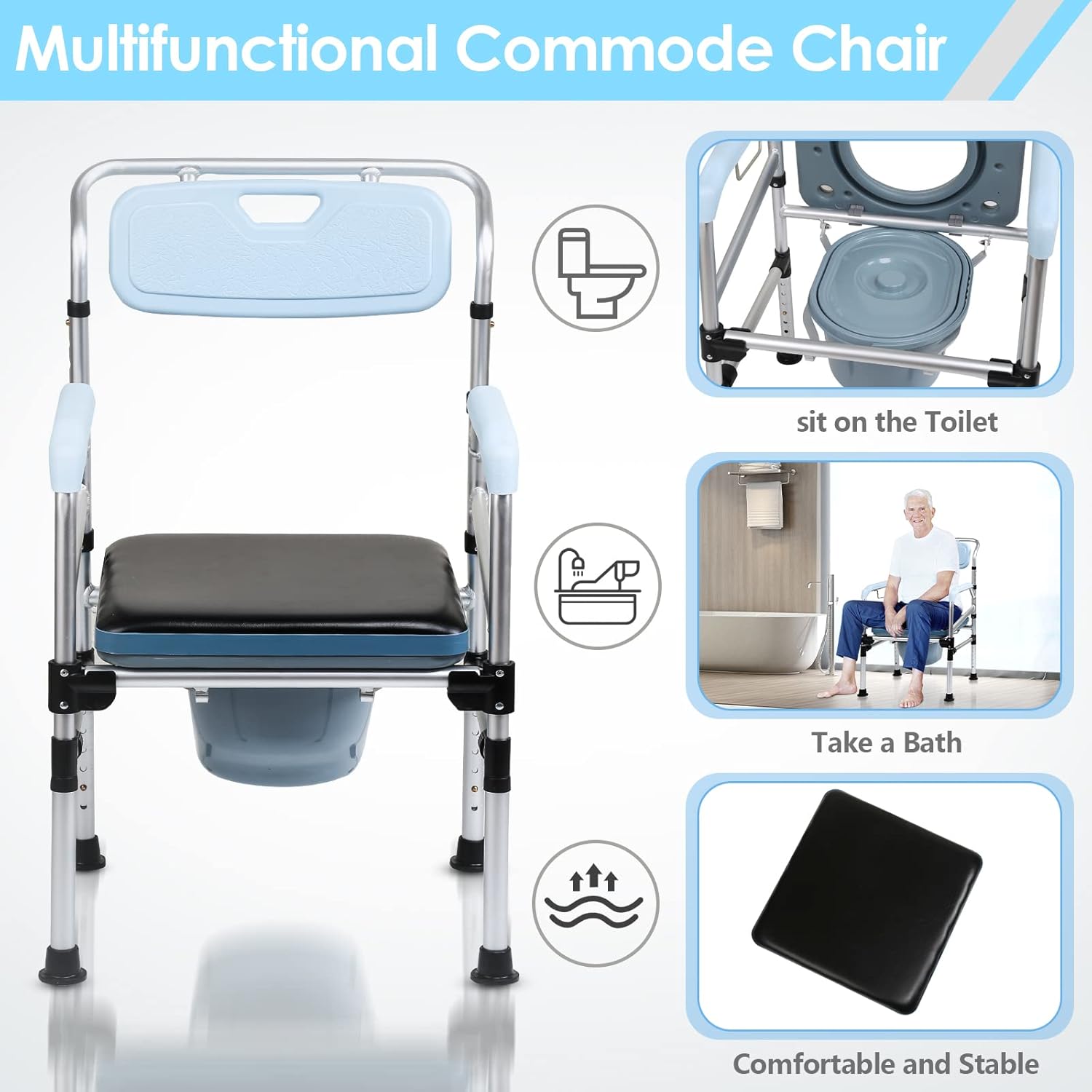 Detalle 2 de Tubiaz M1-GGP8073c Toilettenstuhl höhenverstellbar 42–54 cm 🚽