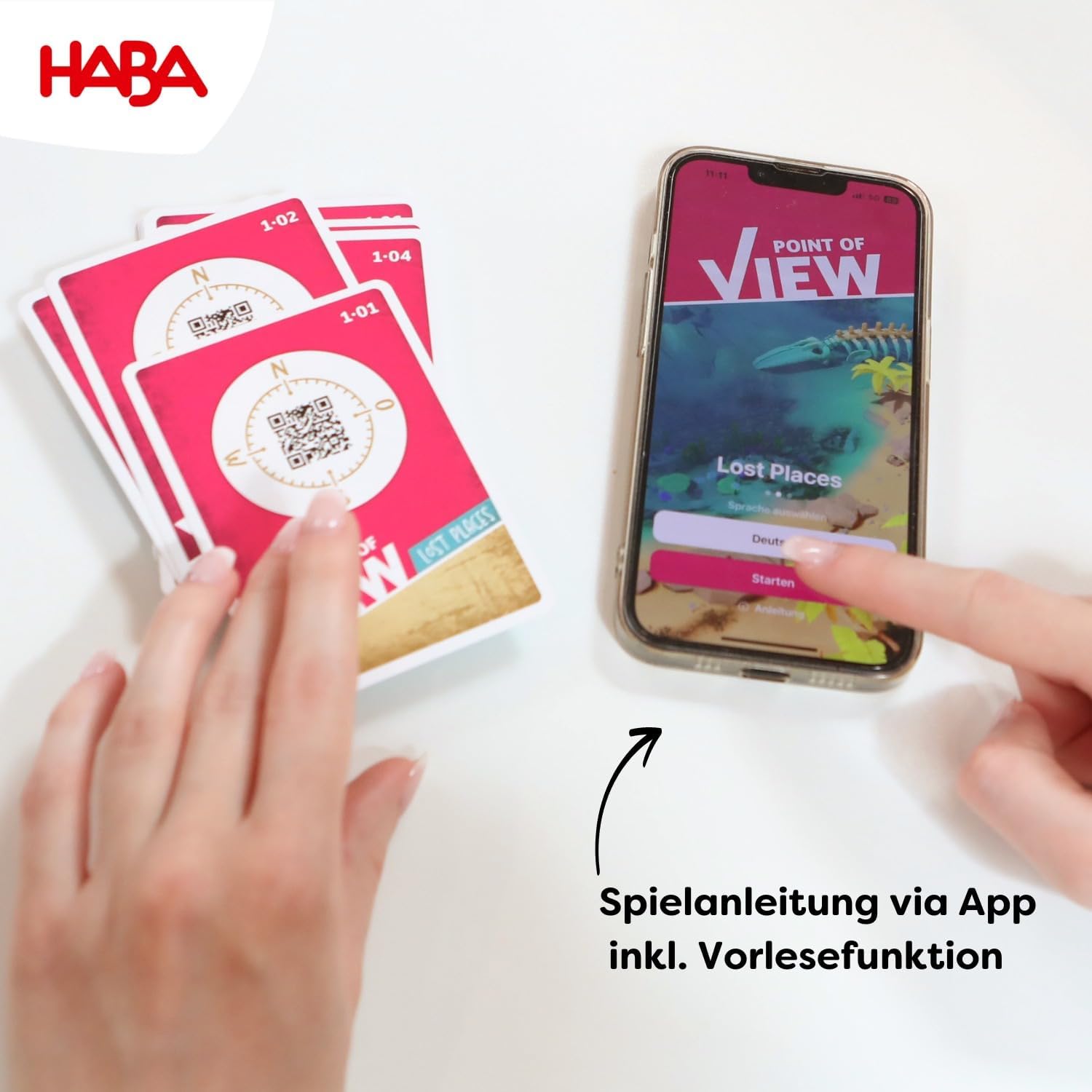 Detalle 2 de HABA Point of View: Lost Places – kooperatives Detektivspiel mit Perspektiv-Mechanik ab 10 Jahren