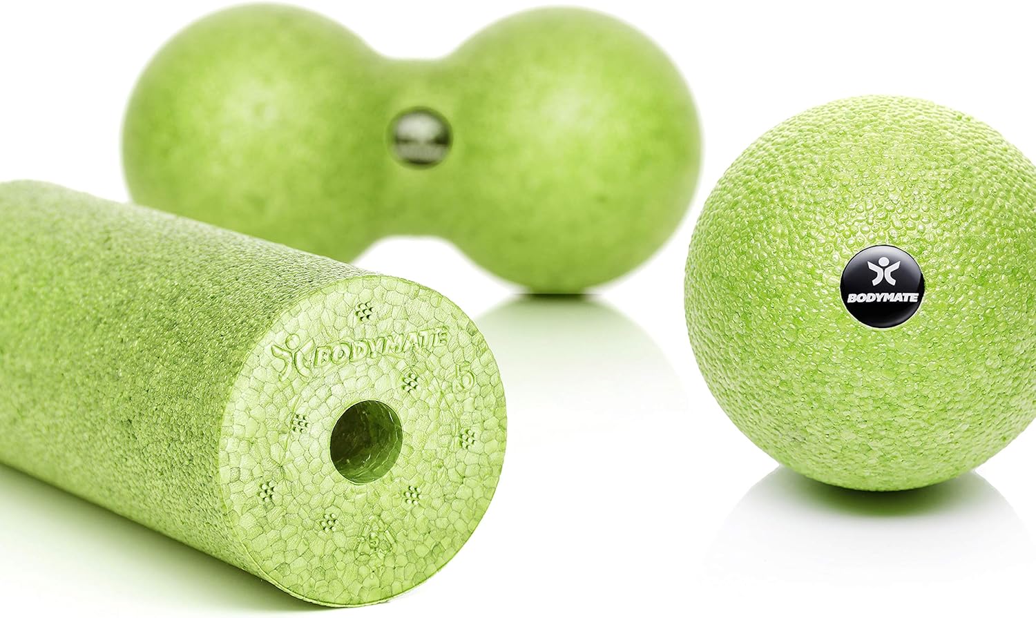Thumbnail 6 de Set massage des fascias BODYMATE : mini rouleau L15 cm, balle Ø8 cm et duo de balles Ø8 cm (vert pomme)