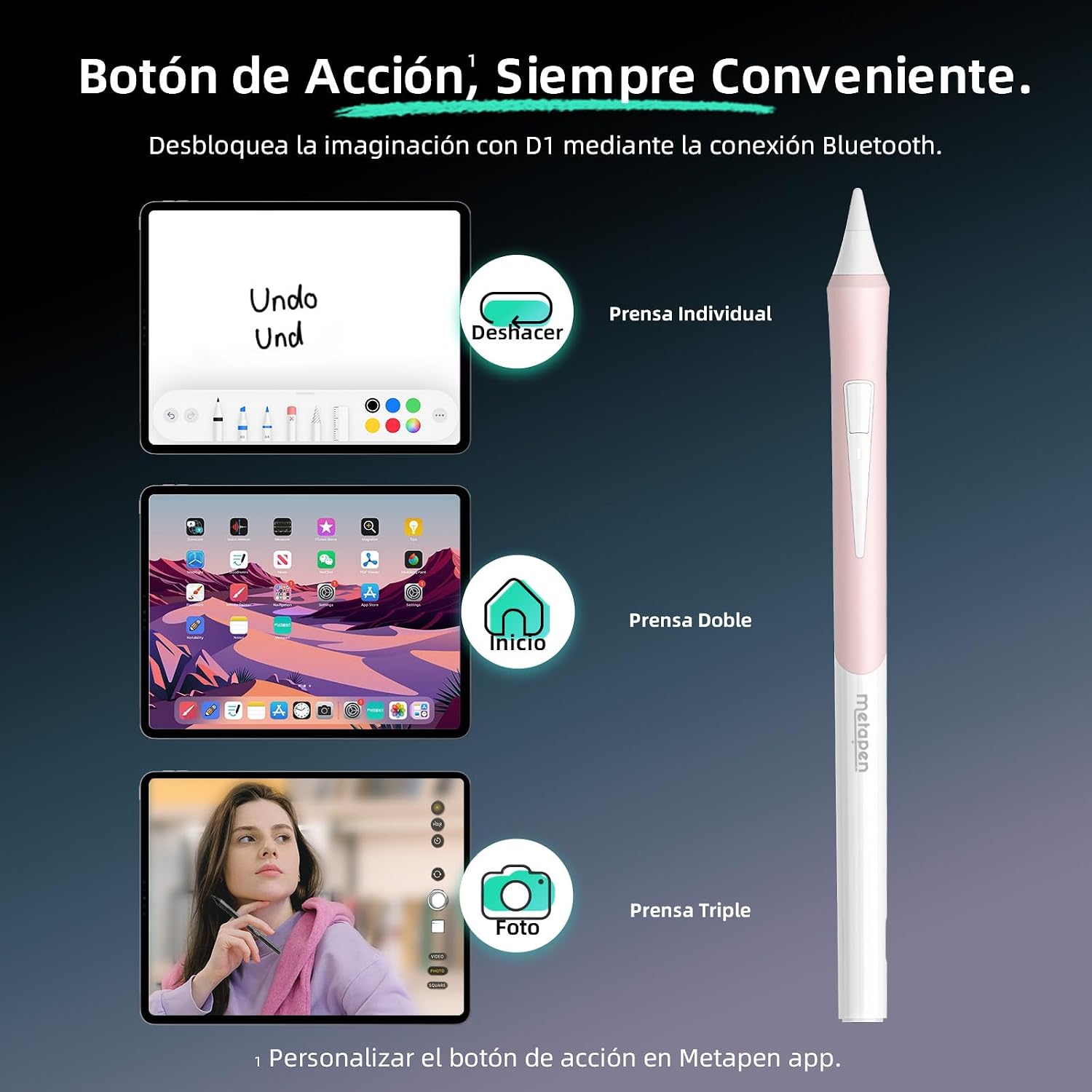 Thumbnail 1 de Metapen D1 Lápiz para iPad 🖊️ Compatibilidad Amplia Blanco