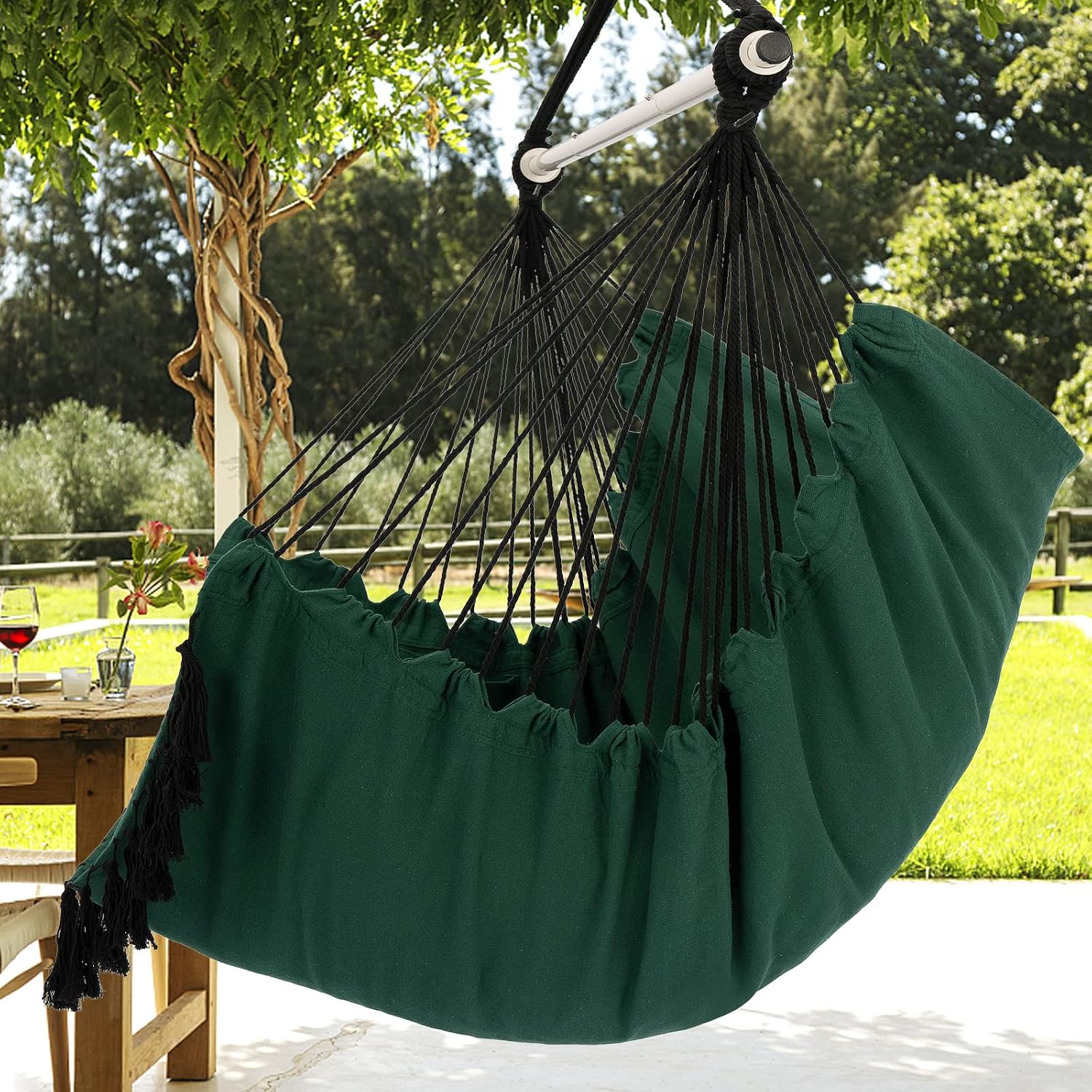 Thumbnail 4 de Y- STOP YS-MAC-green Macrame Hanging Chair, 500 lb Limit, Cushions and Pocket