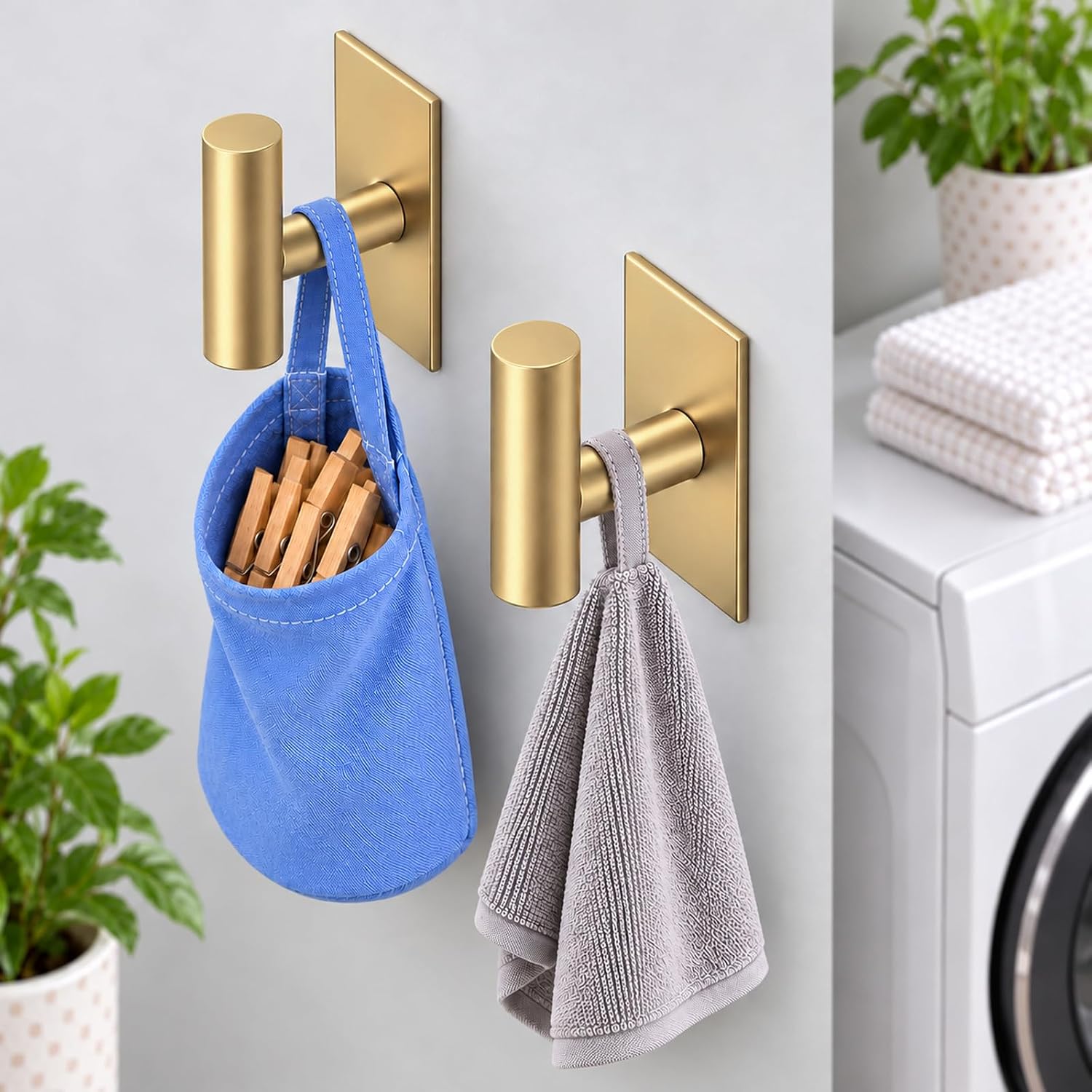 Thumbnail 1 de VAEHOLD 065 Wall Towel Hooks, Gold Stainless Steel, Adhesive, 4-Pack