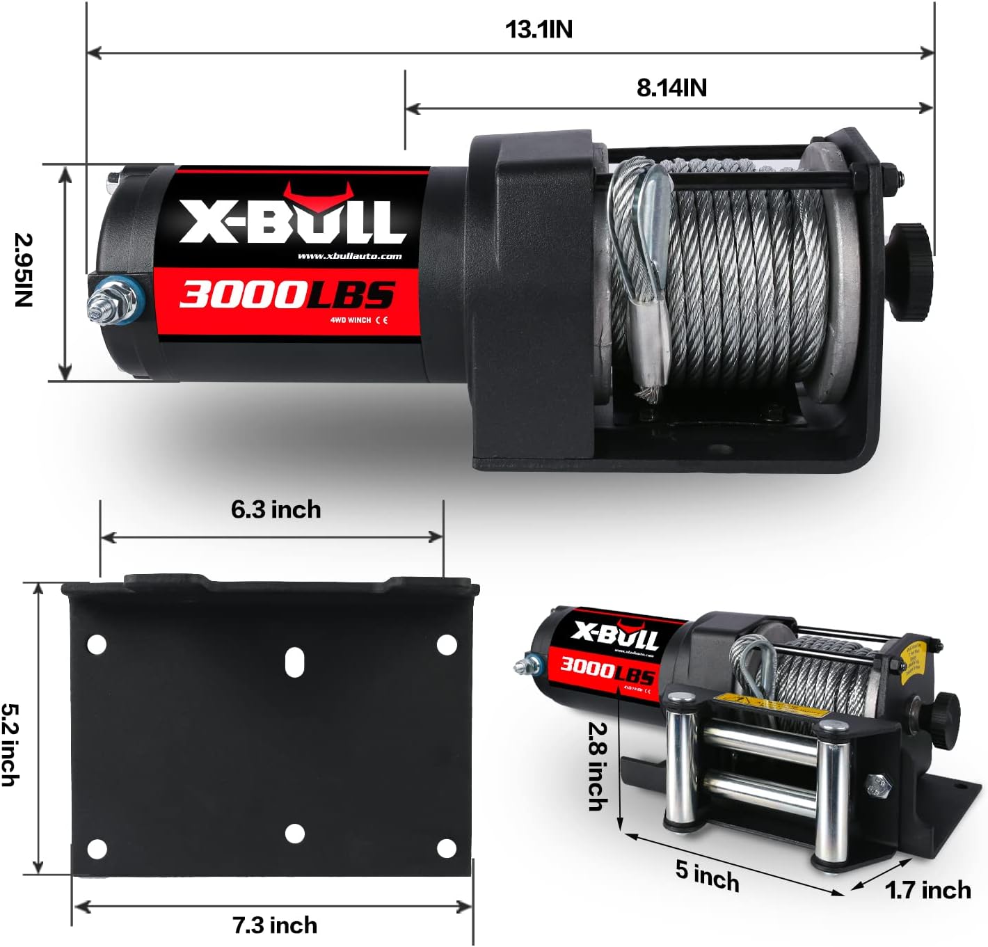 Detalle 2 de X-BULL 12V 3000LBS Electric Winch ðŸ›