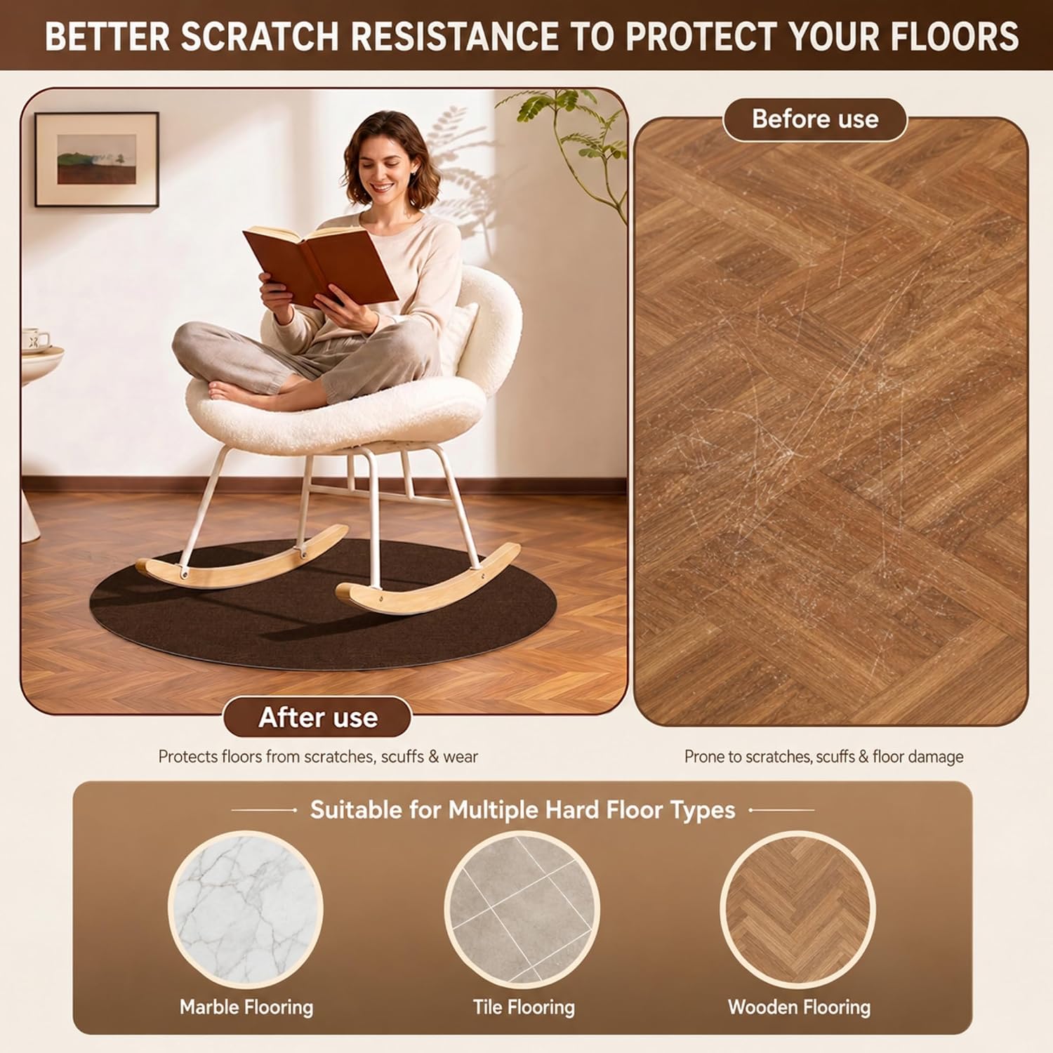 Detalle 1 de Round Recliner Floor Protector Pad, 27.5" x 27.5