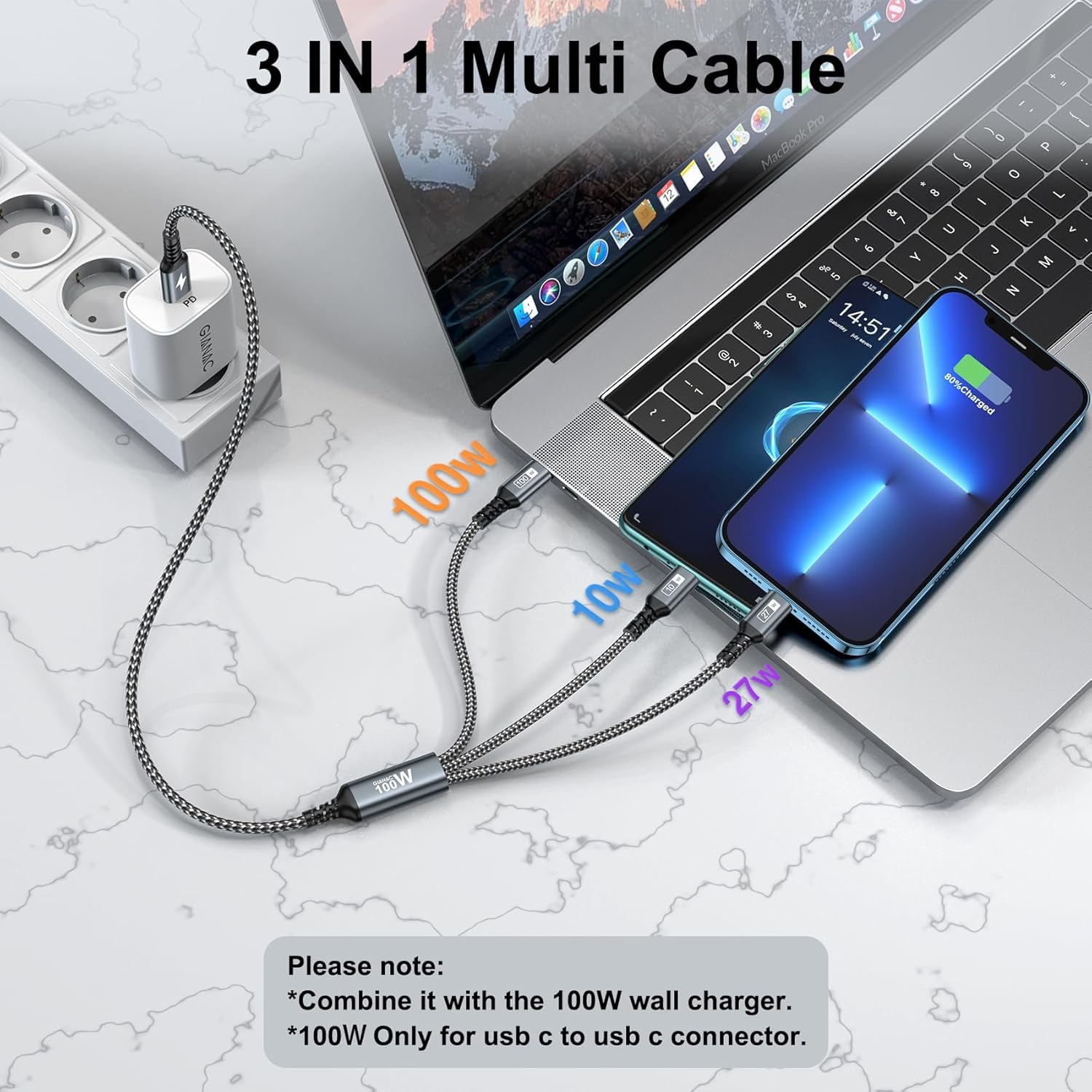 Thumbnail 4 de GIANAC 100W USB C Multi Ladekabel 50cm