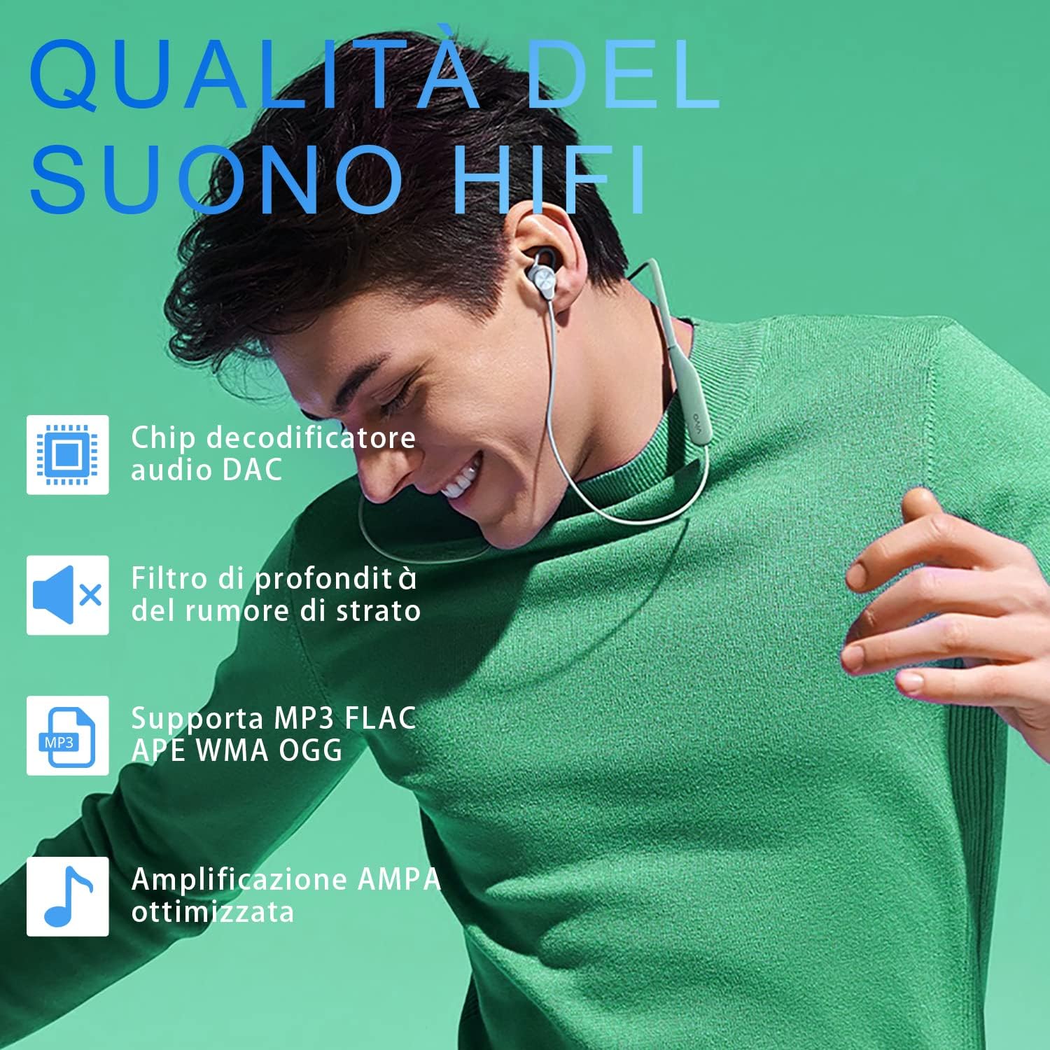 Thumbnail 1 de AiMoonsa lettore MP3 da 64 GB con Bluetooth 5.2, altoparlante HD e radio FM