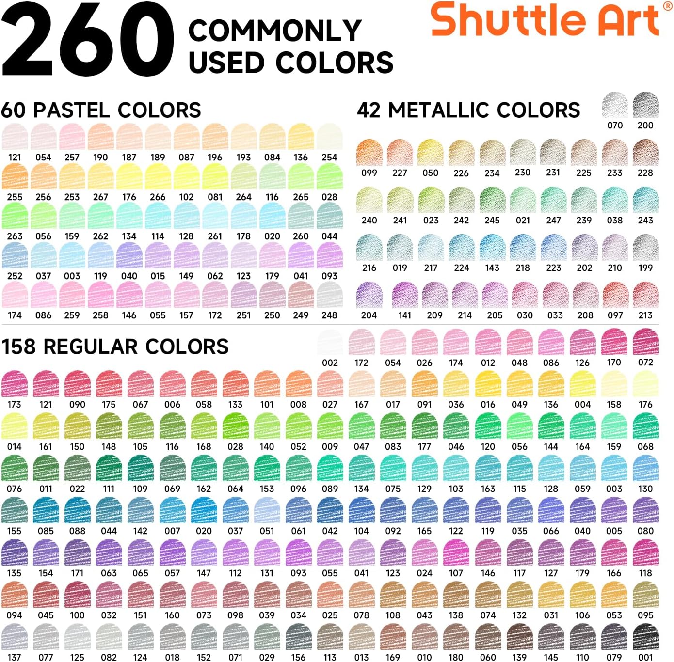 Thumbnail 2 de Shuttle Art 260 Colouring Pencils set (260 colours) in a tin box