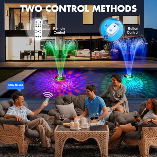 Detalle de DeeprBling Fuente Flotante para Piscina con Luces Subacuáticas, Ancla y Control Remoto