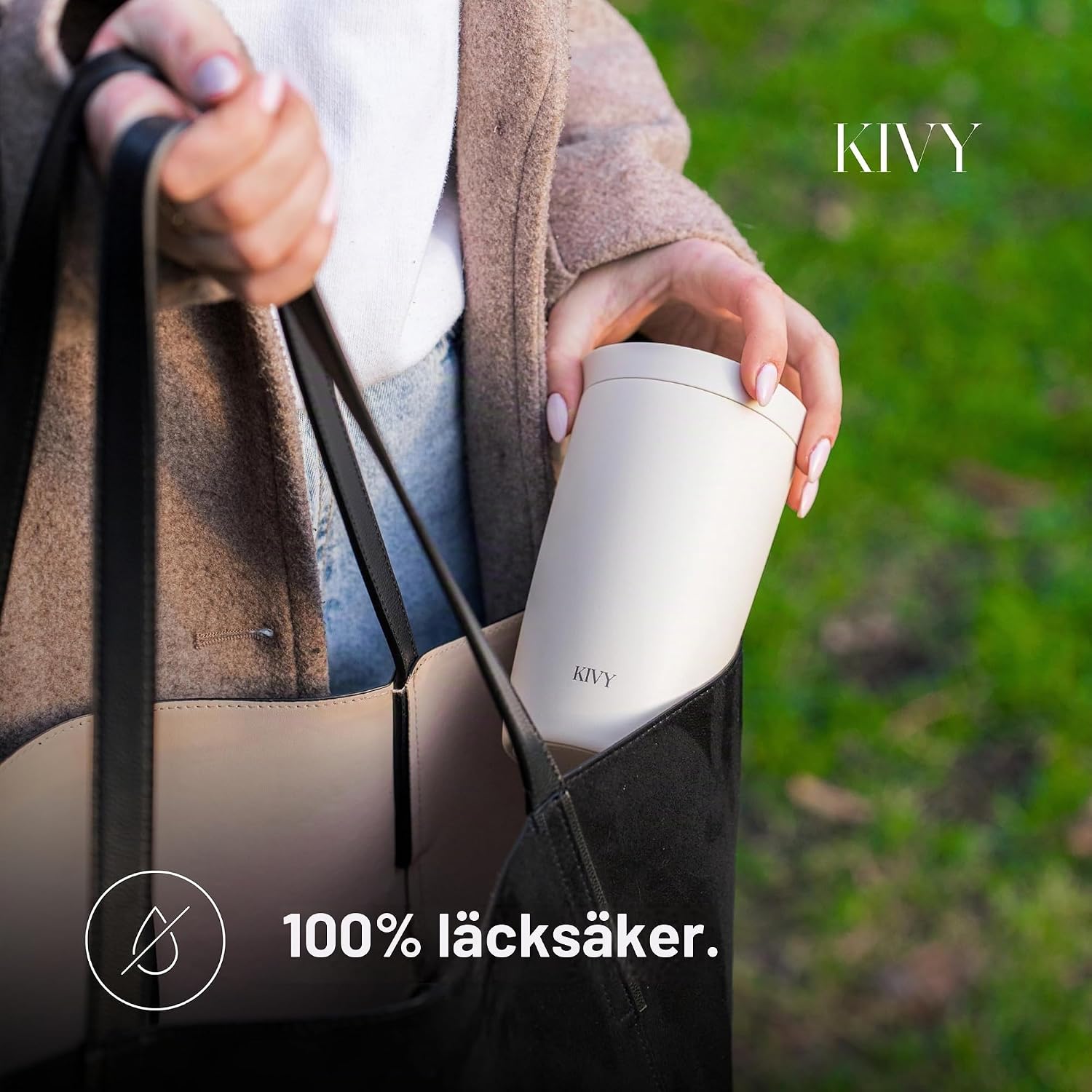Detalle 2 de KIVY isolerad kaffekopp i rostfritt stål, mörkröd, 12 oz