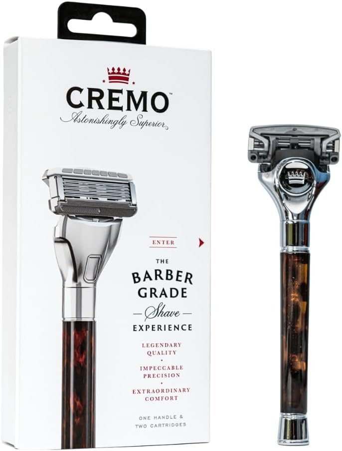 Detalle de Cremo Barber Grade Razor for Men with Tortoise Shell Handle – Includes Extra Refills