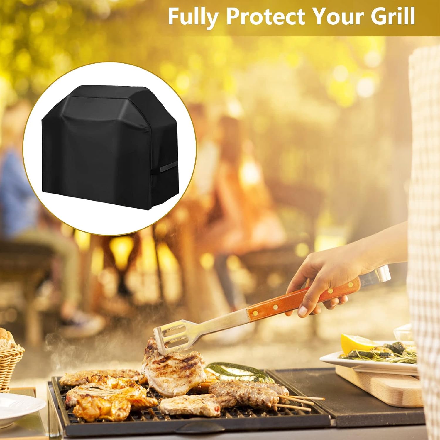 Detalle de Moseem BBQ Cover 145x61x117 cm – Waterproof, Windproof, Rip-Proof, UV Resistant with Storage Bag