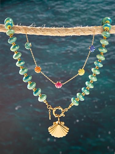 Detalle de SINGULARU Collar Mujer Conchas Enamel bañado en oro 18kt