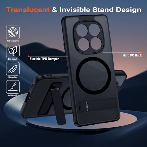 Thumbnail 4 de Coque pour Redmi Note 14 Pro 5G, étui translucide, 3 modes de support