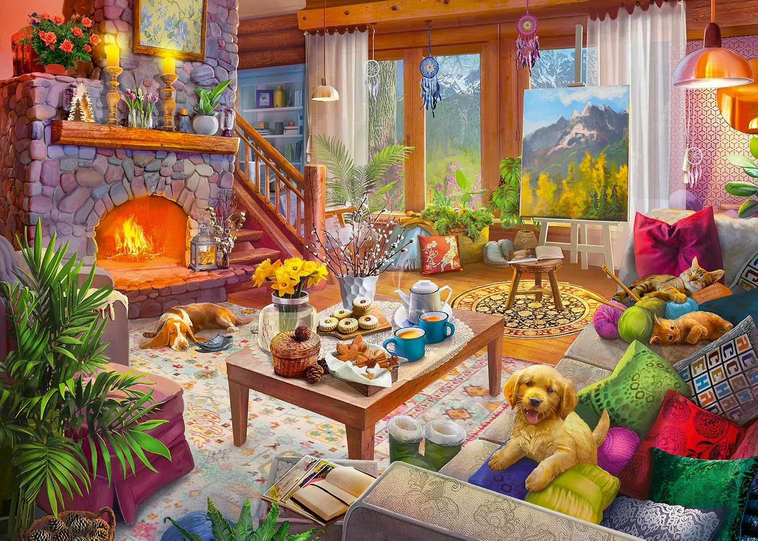 Detalle de Ravensburger Cosy Cabin 1000-Piece Jigsaw Puzzle (Scenic Winter Cabin) for Ages 12+