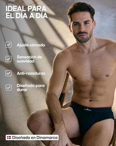 Detalle de DANISH ENDURANCE Calzoncillos Hombre Slip de Algodón – Pack 3 o 6, Negro, Talla M