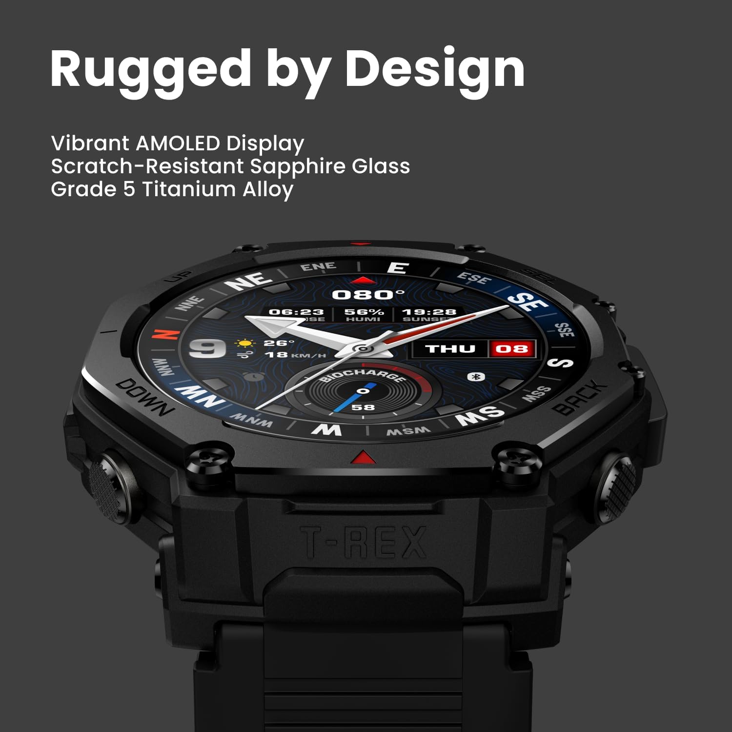 Thumbnail 1 de Amazfit T-Rex 3 Pro Outdoor Smart Watch 48mm: Titanium Bezel, Sapphire Glass, Dual-Band GPS