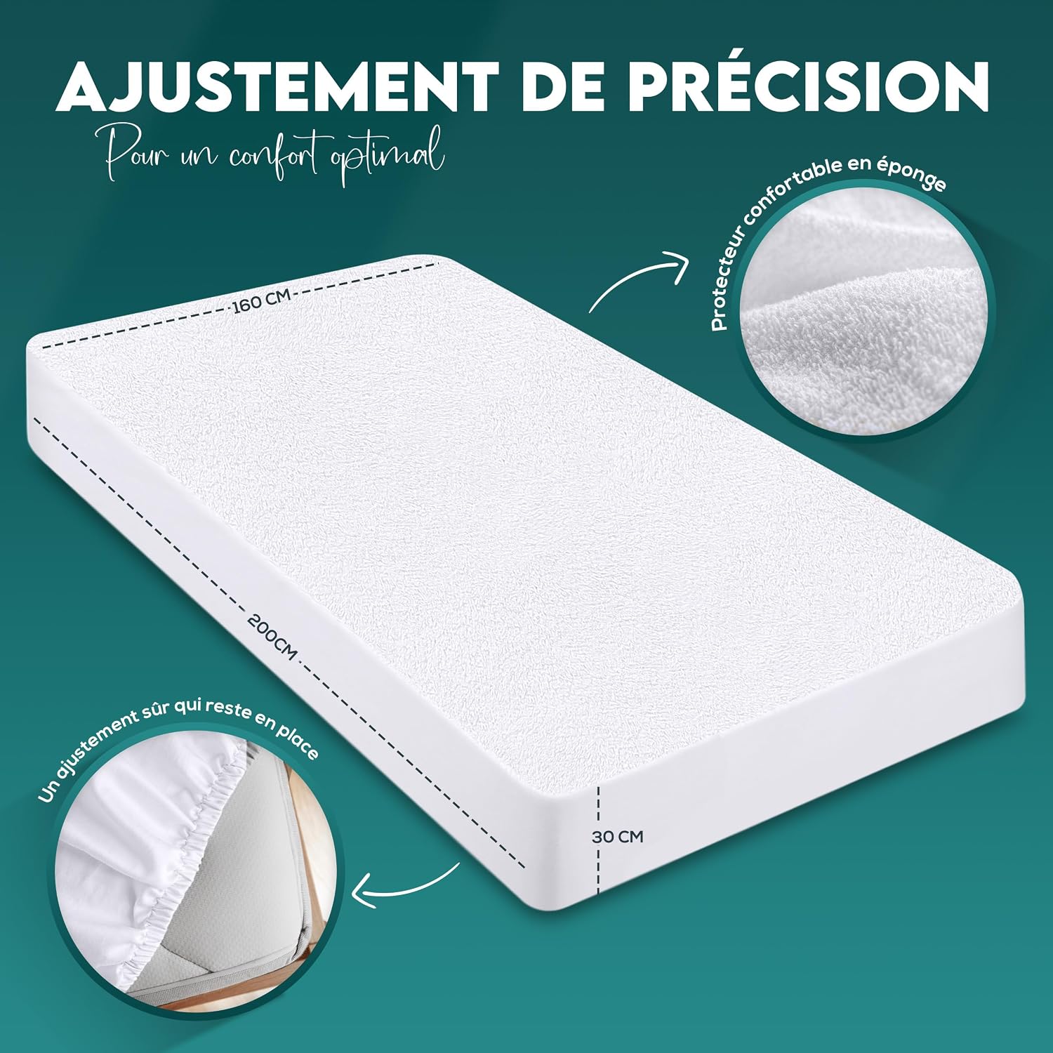 Detalle 2 de Protege Matelas Impermeable Utopia Bedding 160 x 200 cm, pour Matelas jusqu’à 40 cm d’épaisseur