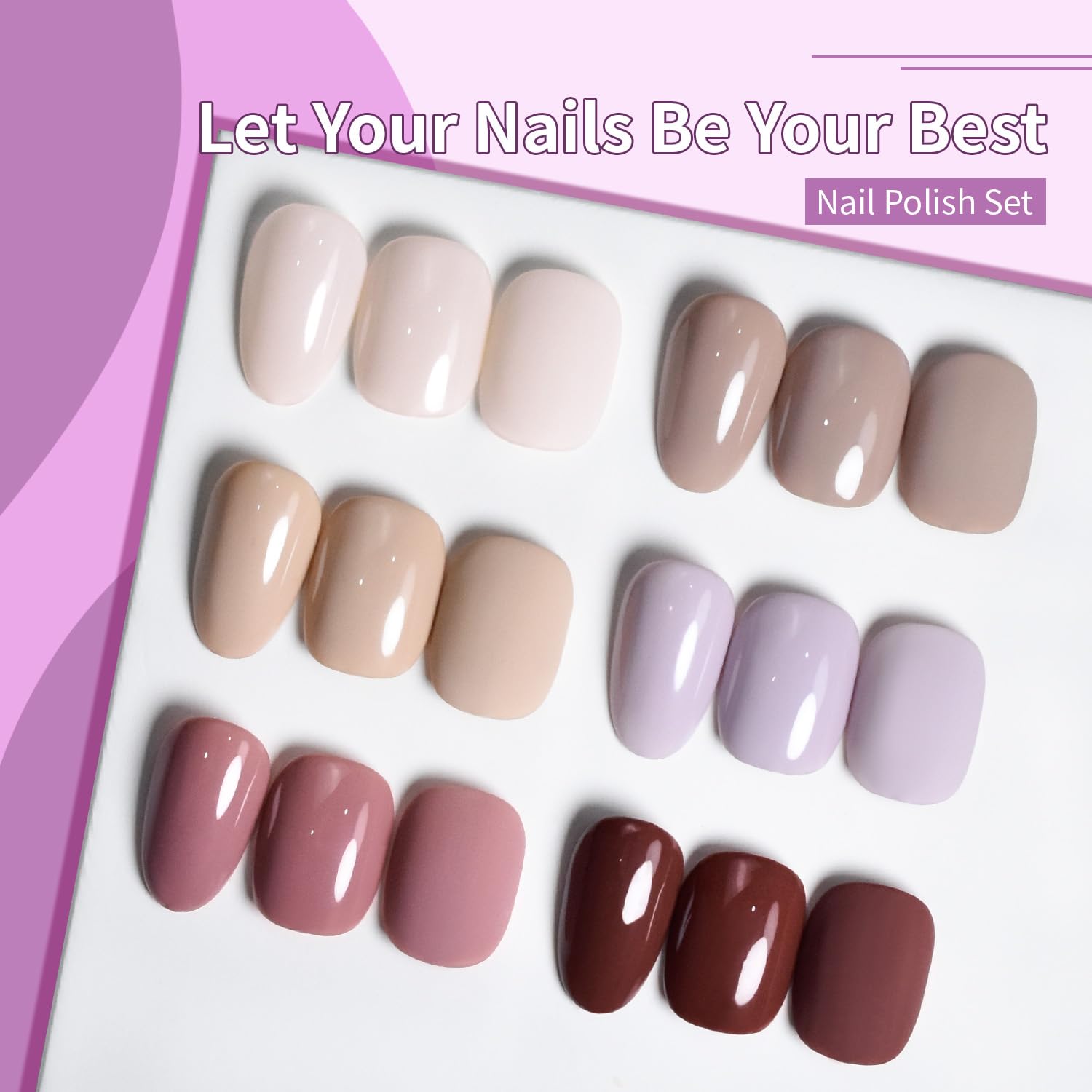 Thumbnail 5 de OpenLive 10ml Nude Pink Nail Polish Set (6 Colors) — Quick-Dry Neutral, Brown/Red/Purple Shades