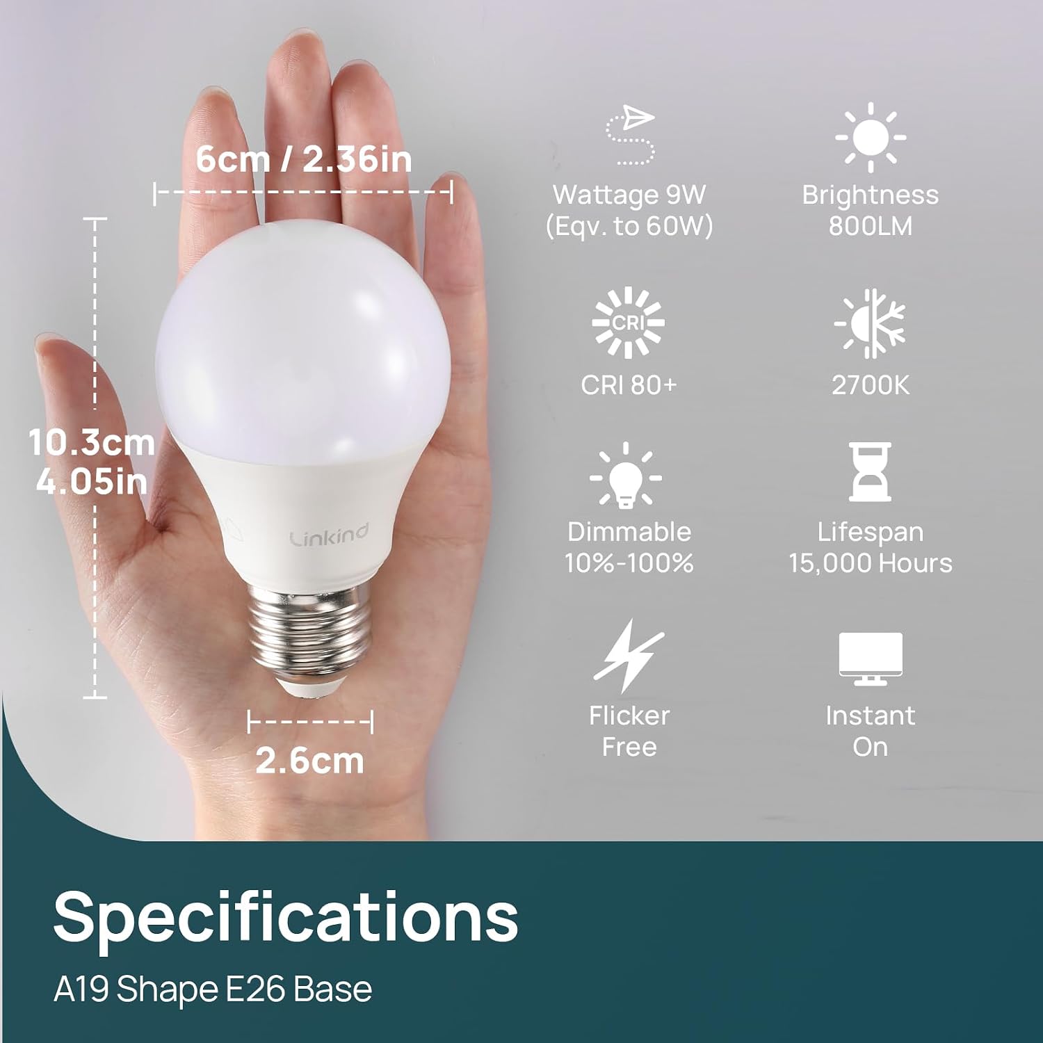 Detalle 2 de Linkind A19 LED Light Bulbs