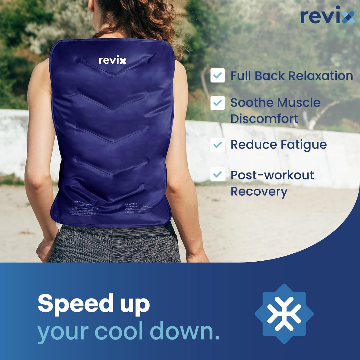 Detalle de REVIX XXL Back Ice Pack, Reusable 13” x 21” Gel Wrap, Navy