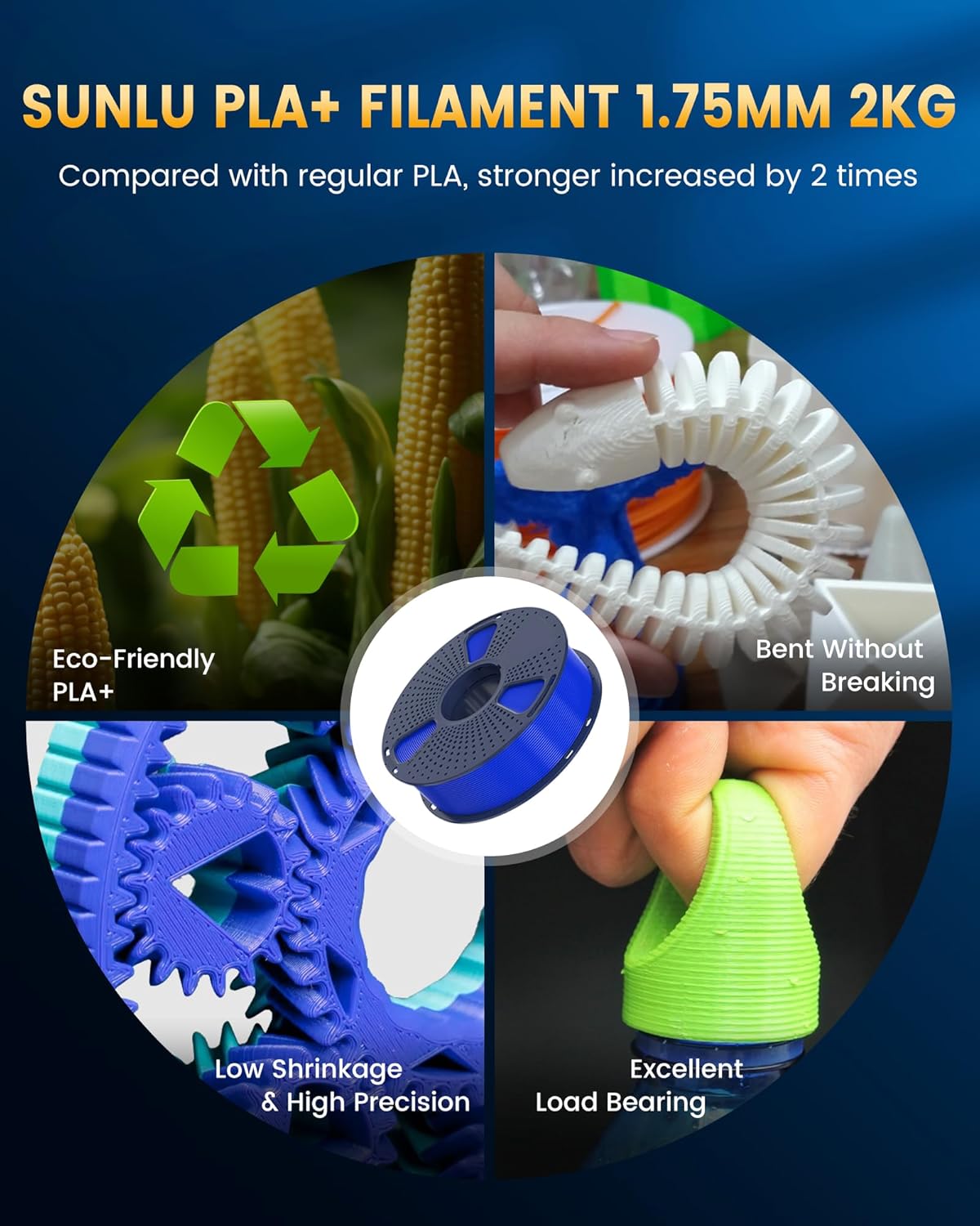 Thumbnail 2 de SUNLU PLA+ 2.0 Filament 1,75 mm (PLA Plus, High-Speed) – 1 kg, Hautfarben, Maßgenauigkeit ±0,02 mm